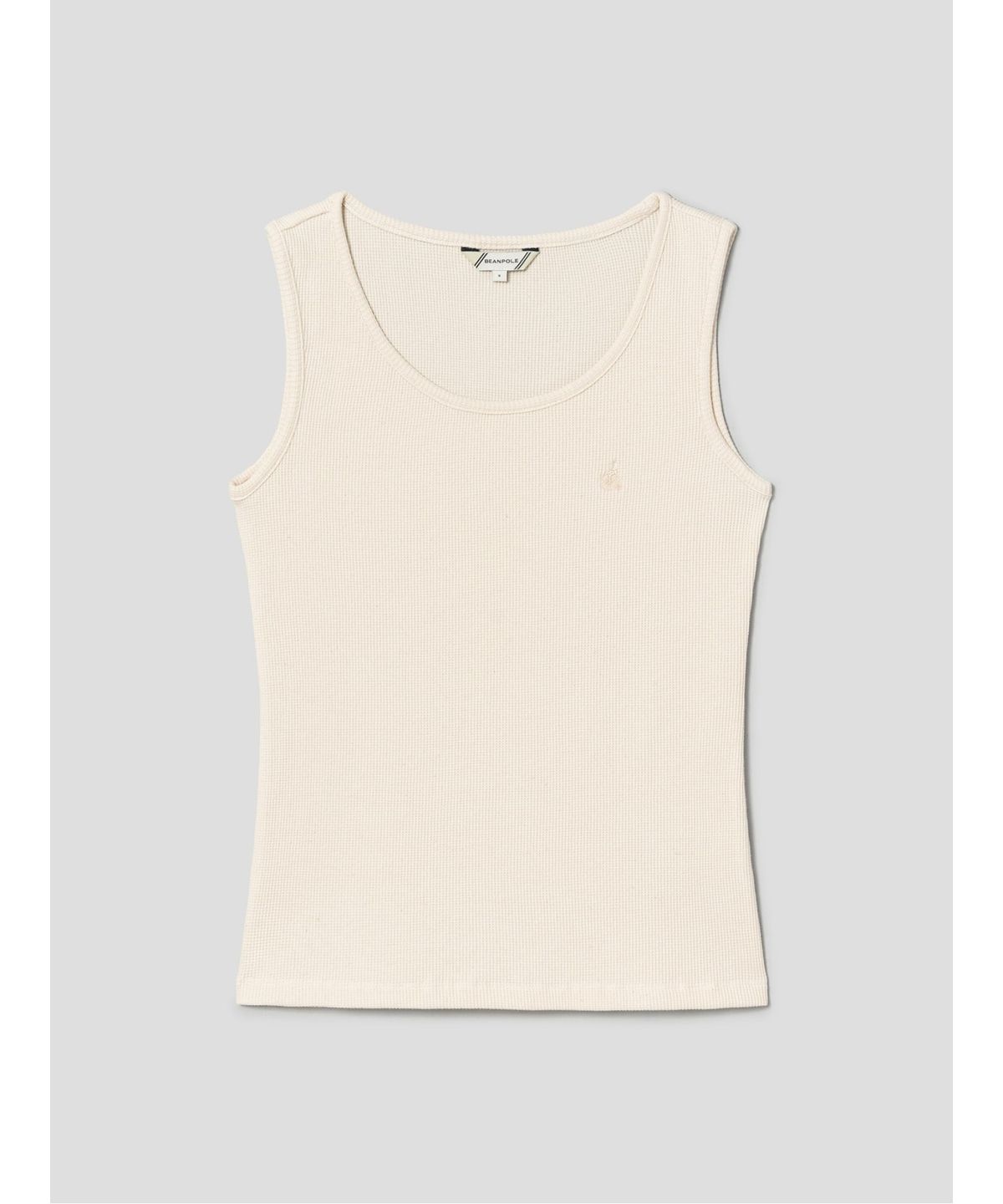 빈폴 레이디스(BEANPOLE LADIES) 와플 슬림핏 슬리브리스 티셔츠  아이보리 (BF6742C730)