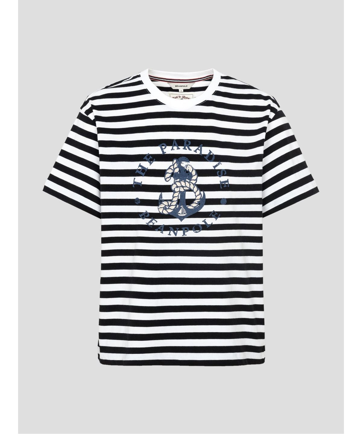 빈폴 레이디스(BEANPOLE LADIES) 마린 스트라이프 반소매 티셔츠  블랙 (BF6742C125)
