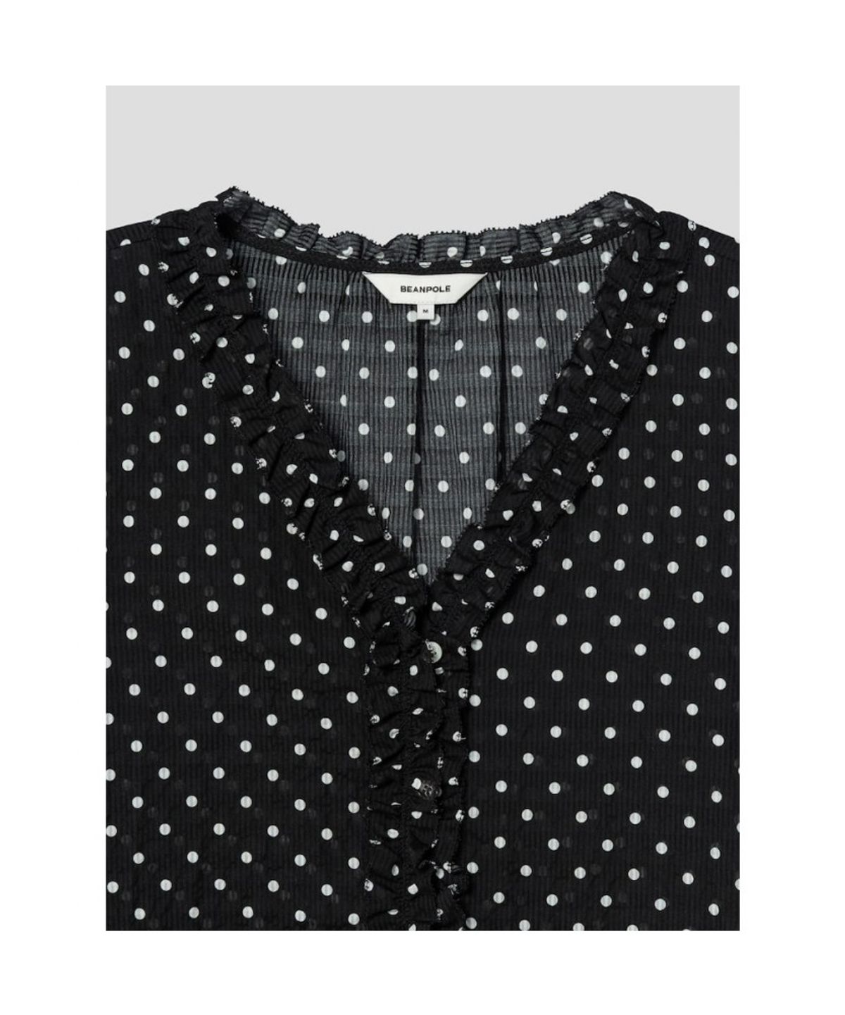 빈폴 레이디스(BEANPOLE LADIES) 도트 브이넥 캡슬리브 블라우스  블랙 (BF6765C515)