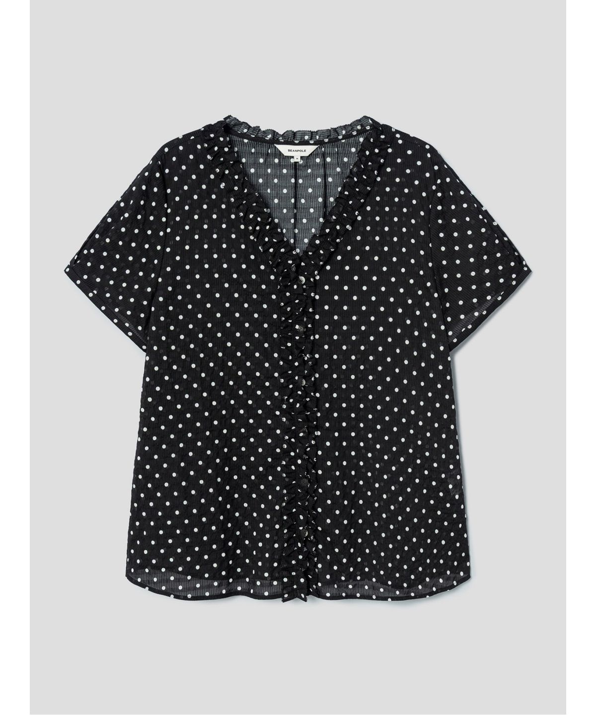 빈폴 레이디스(BEANPOLE LADIES) 도트 브이넥 캡슬리브 블라우스  블랙 (BF6765C515)