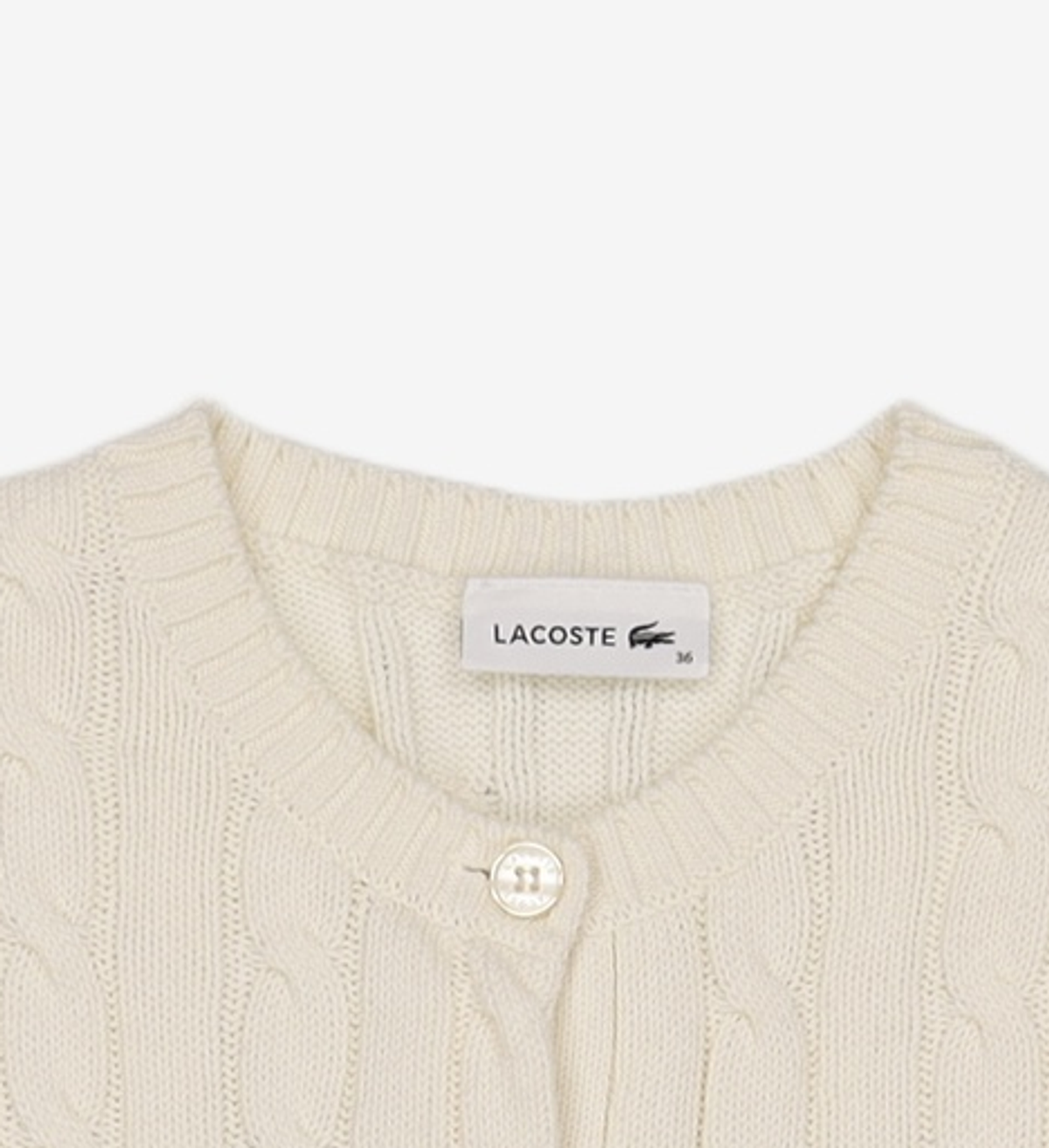 라코스테(LACOSTE) 여성 케이블 반팔 가디건 AF012E-53G 166 36