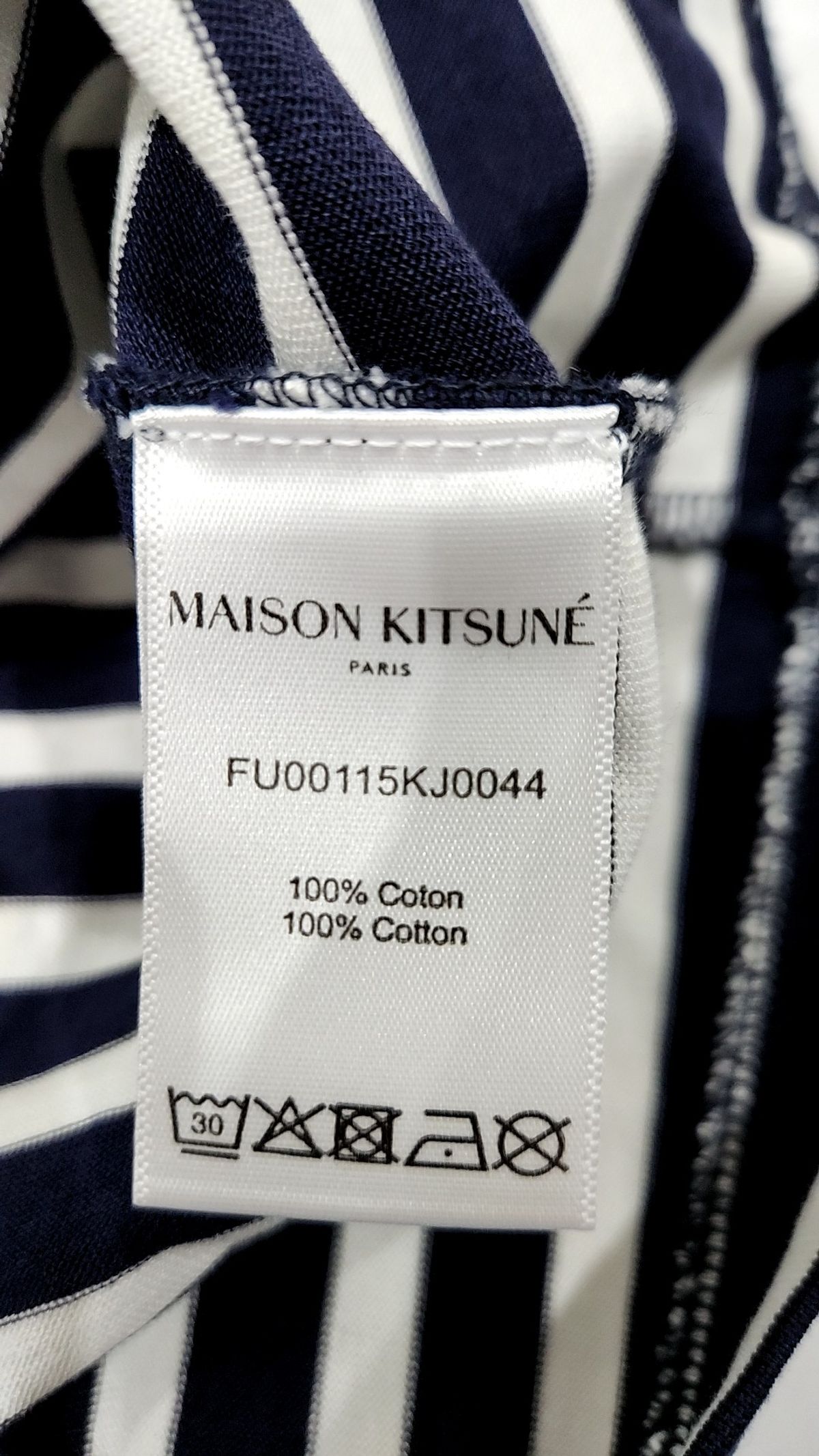 메종 키츠네(MAISON KITSUNE) 트리컬러 폭스 스트라이프 긴팔 티셔츠 FU00115KJ0044 S198 BLACK M