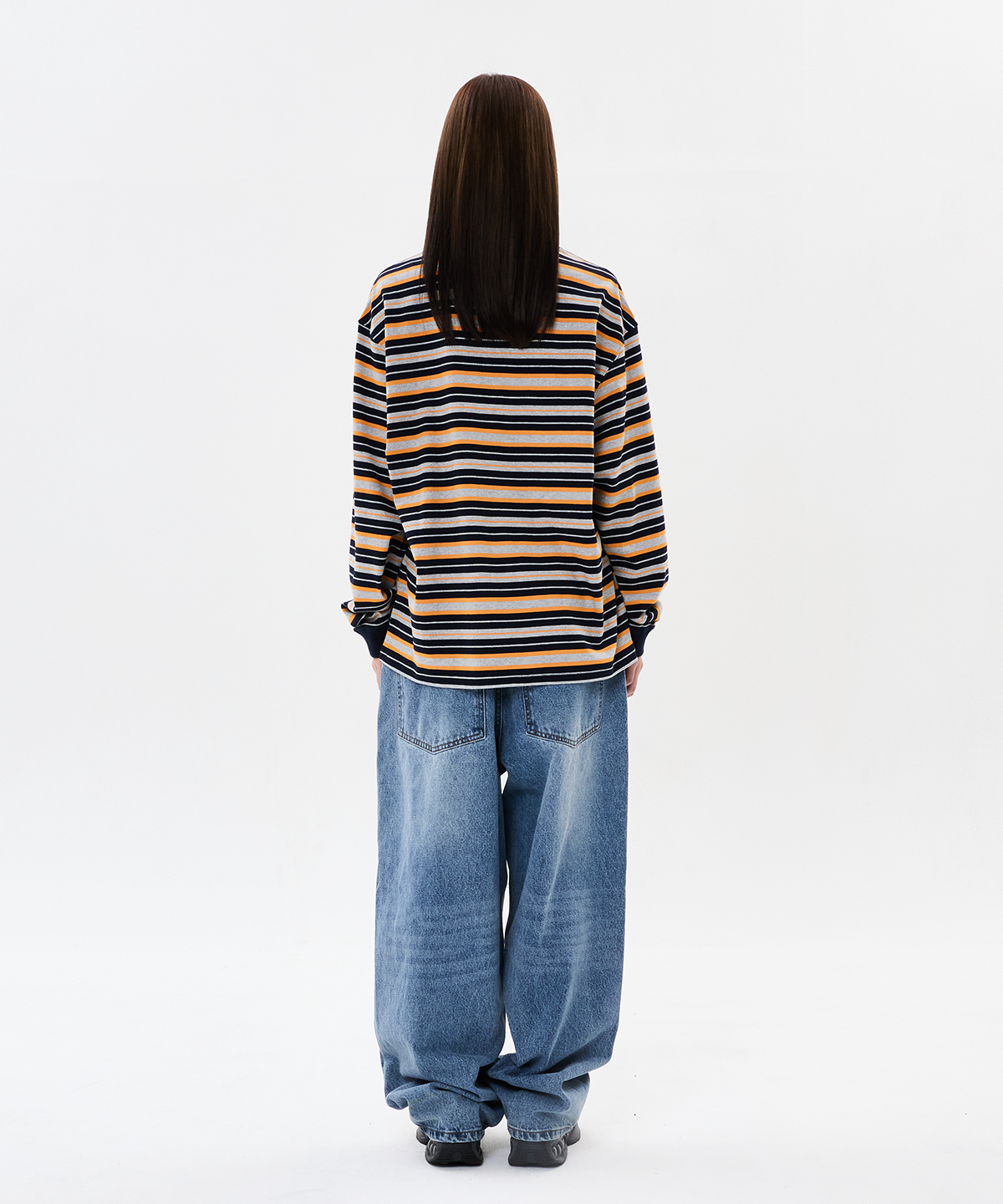 위캔더스(WKNDRS) MULTI STRIPE LS T-SHIRT (NAVY)