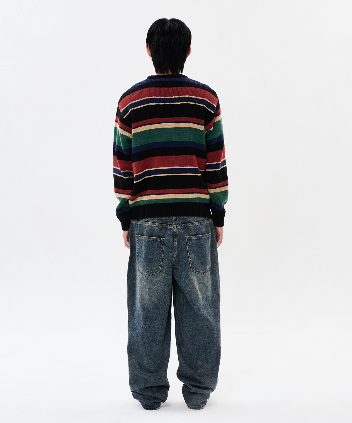 위캔더스(WKNDRS) MULTI STRIPE KNIT (BLACK)