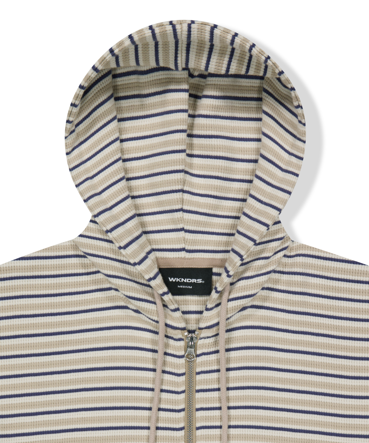 위캔더스(WKNDRS) WAFFLE STRIPE ZIP-UP HOODIE (L.BEIGE)