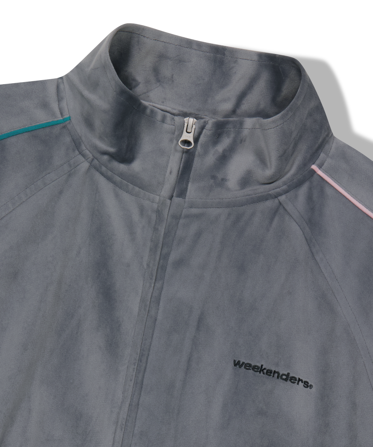 위캔더스(WKNDRS) VELVET TRACK JACKET (D.GREY)