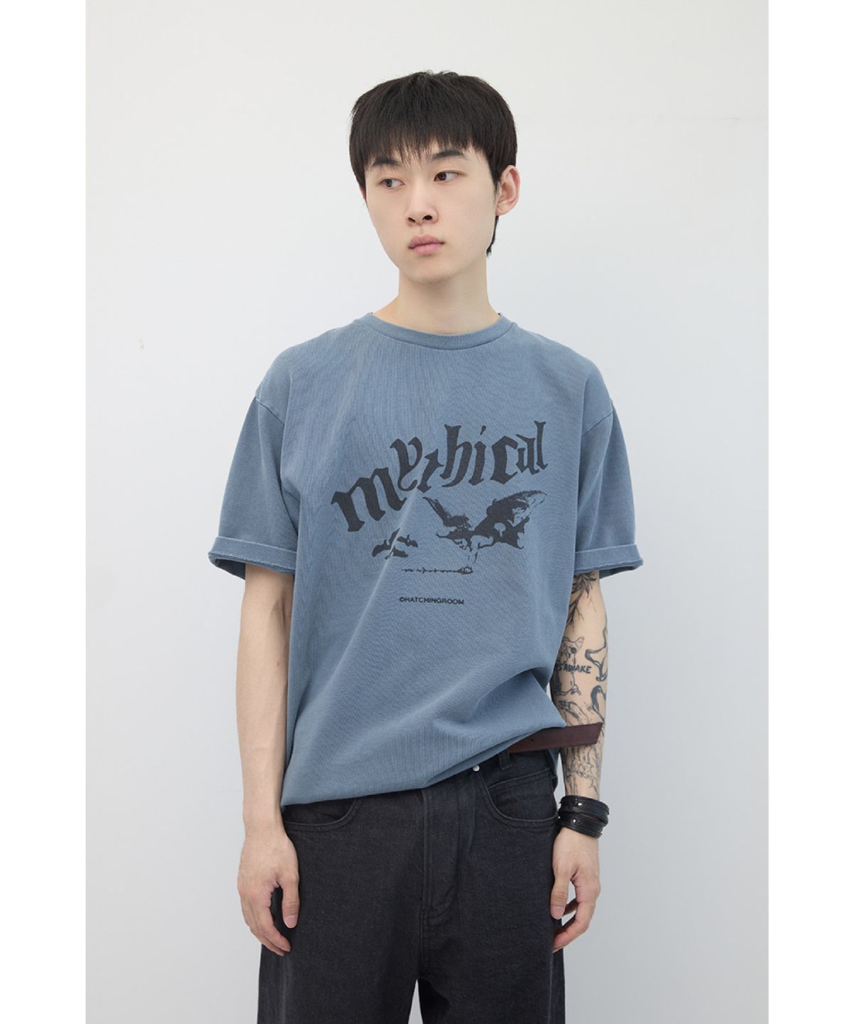 해칭룸(HATCHINGROOM) Mythical Angel Tee Over Dyed Sky Blue