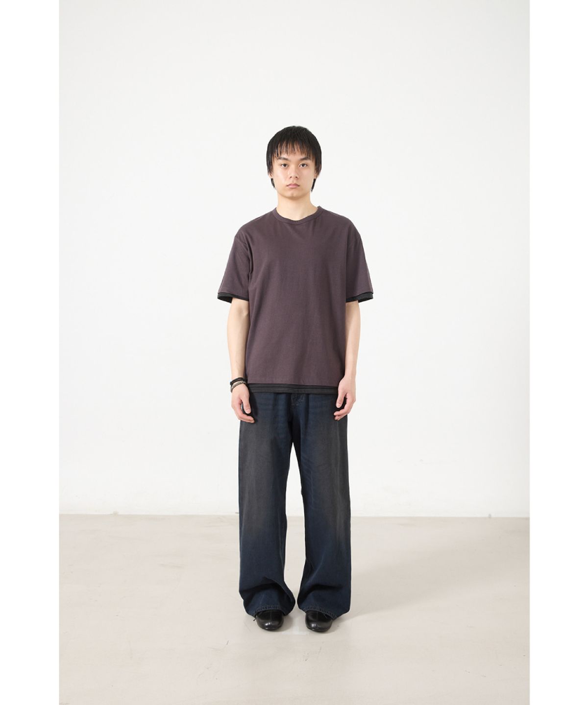 해칭룸(HATCHINGROOM) Two Face Tee 1/2 Purple Charcoal