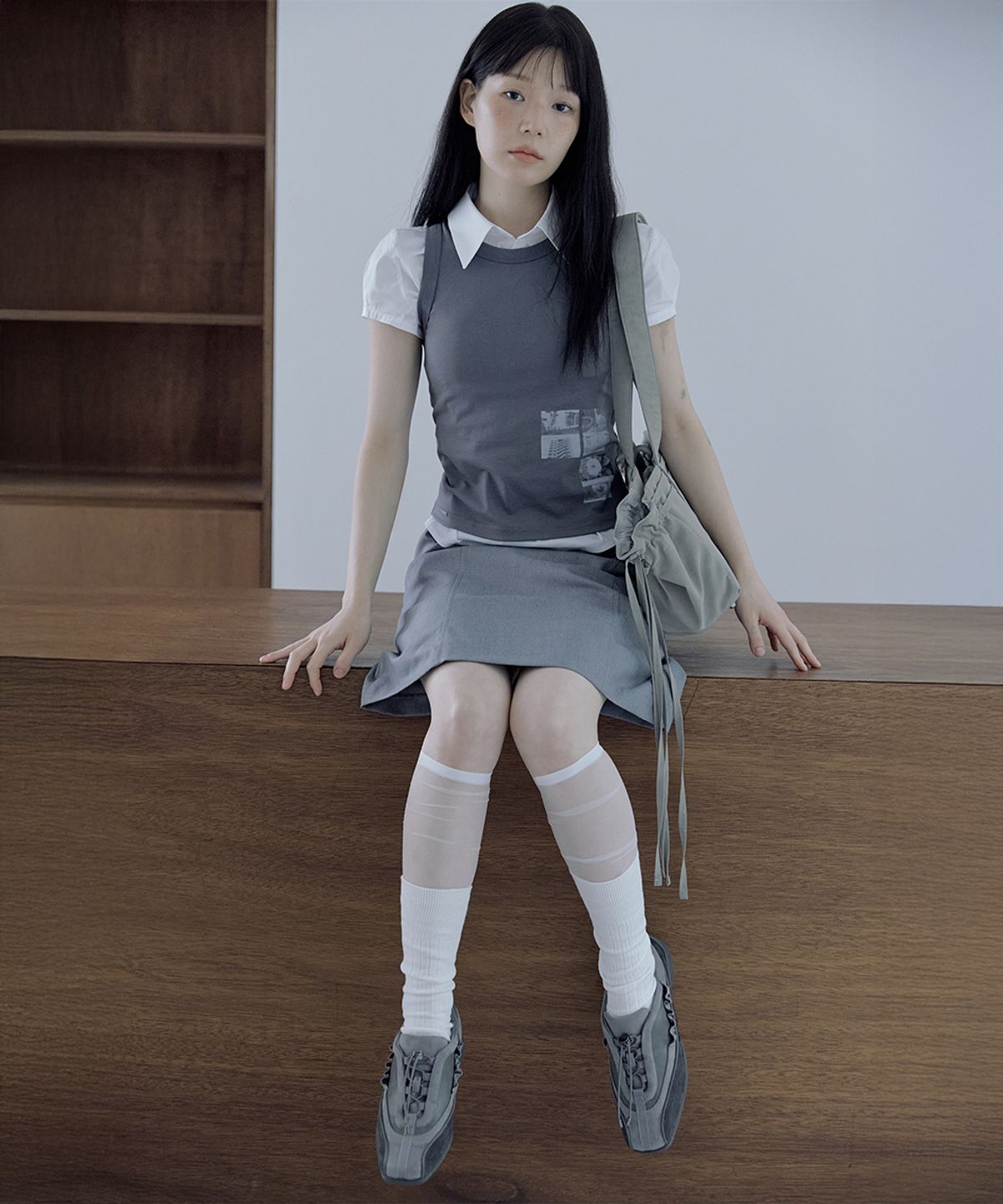 미세키서울(MISEKI SEOUL) [미세키서울X기호] Layered shirring sneakers GREY