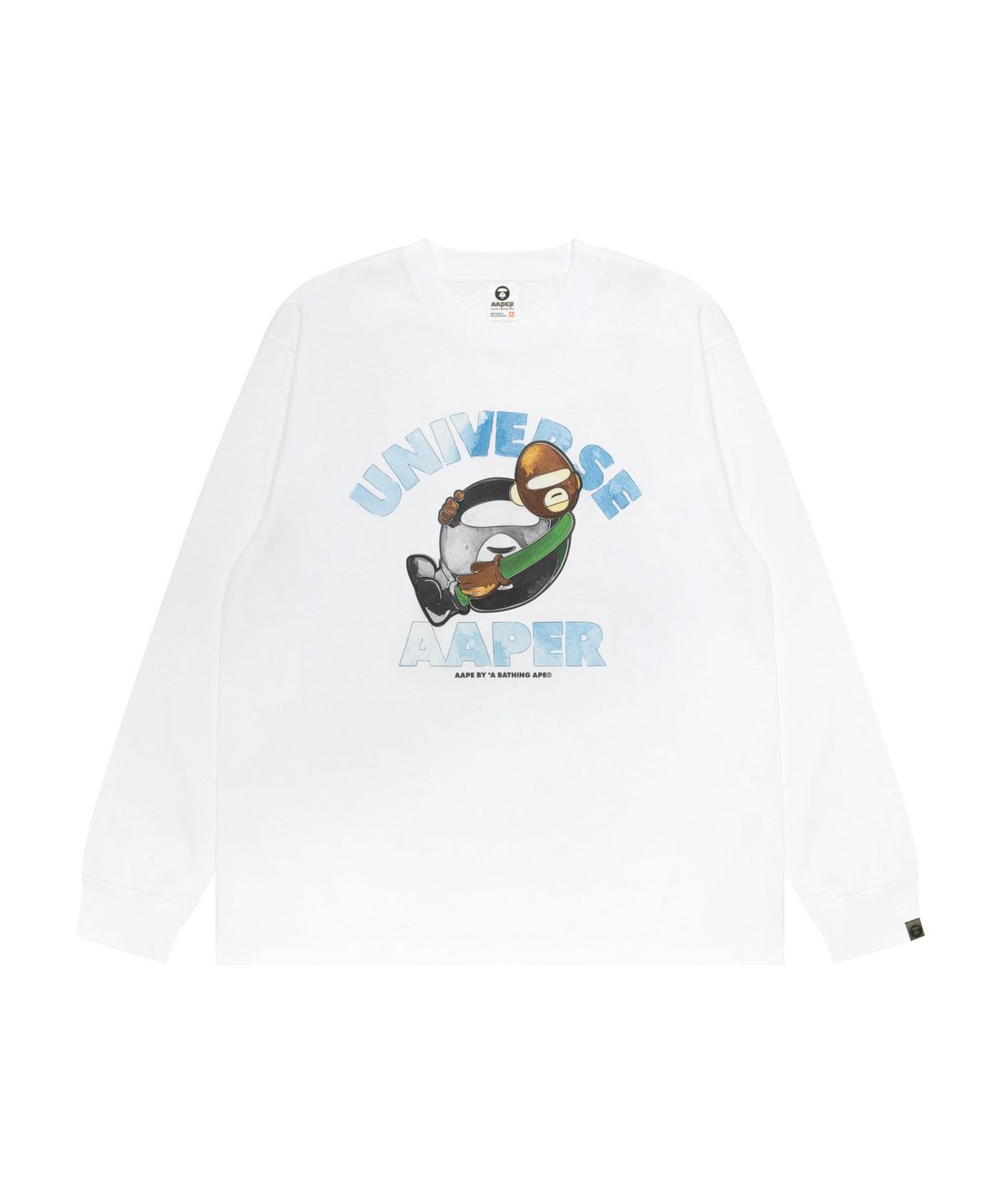 에이프(AAPE) AAPER 그래픽 롱슬리브 티셔츠 화이트 / AAPLTM1820XXQWHX