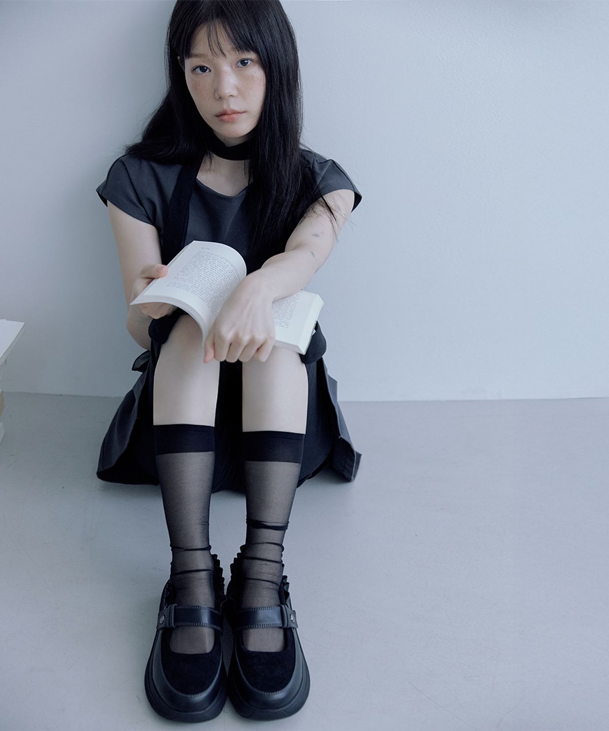 미세키서울(MISEKI SEOUL) [미세키서울X기호] Layered shirring mary jane BLACK