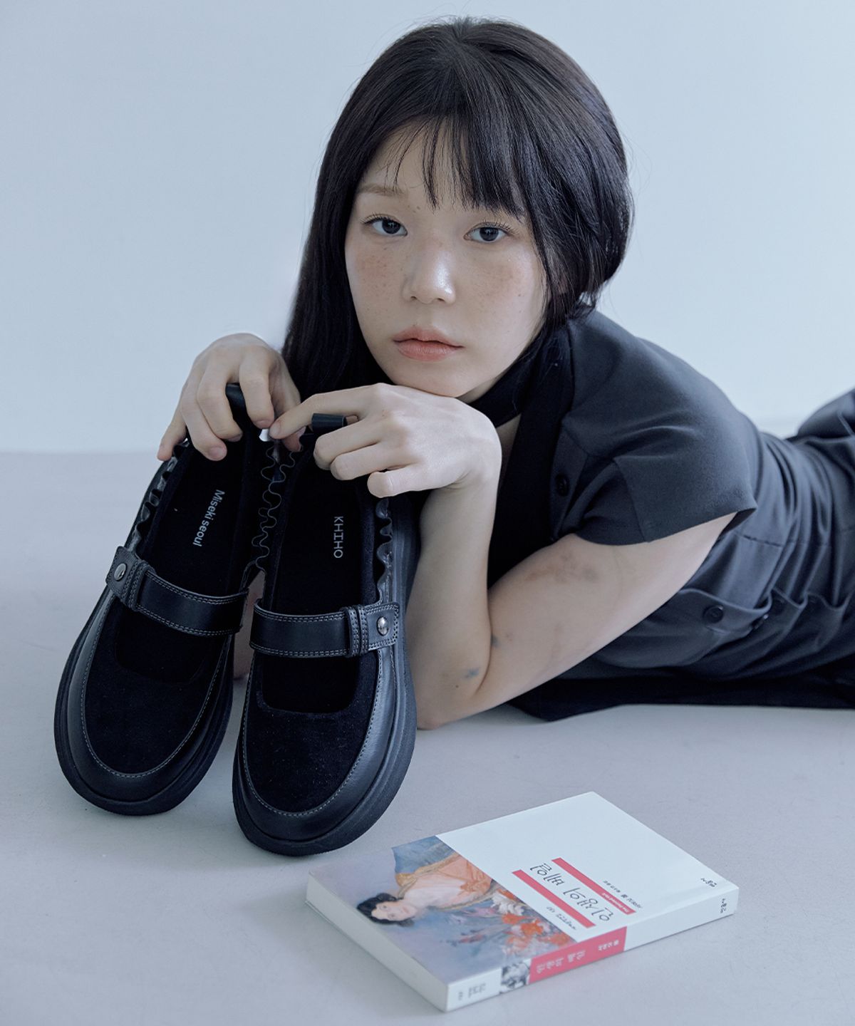 미세키서울(MISEKI SEOUL) [미세키서울X기호] Layered shirring mary jane BLACK