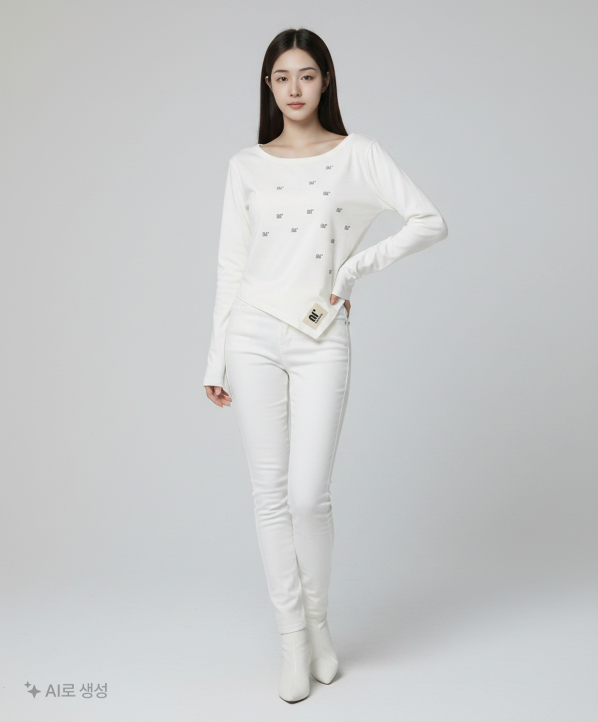 닐링(NILLRING) T12.00 Unbalanced Long-sleeved Printed T-shirt FREE