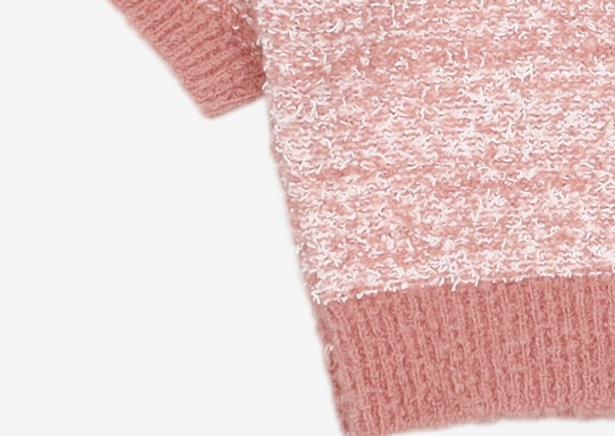 에트몽(ETMON) Color Blend Short Sleeve Knit Top  Coral Pink FREE