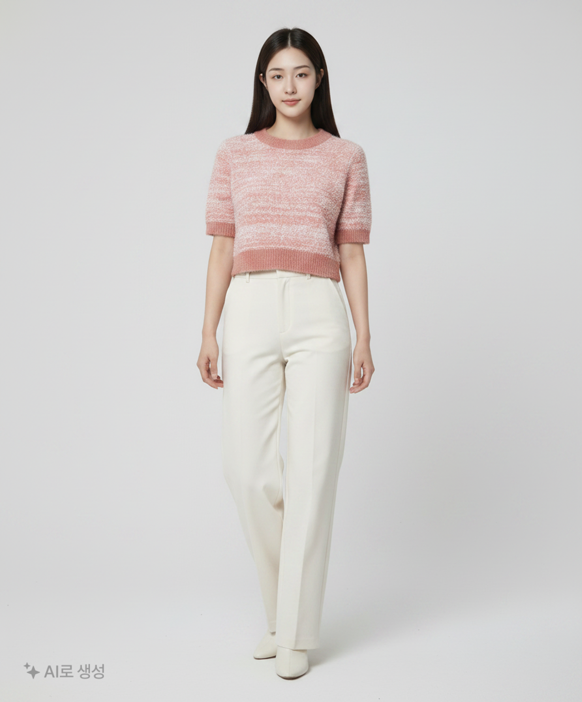 에트몽(ETMON) Color Blend Short Sleeve Knit Top  Coral Pink FREE
