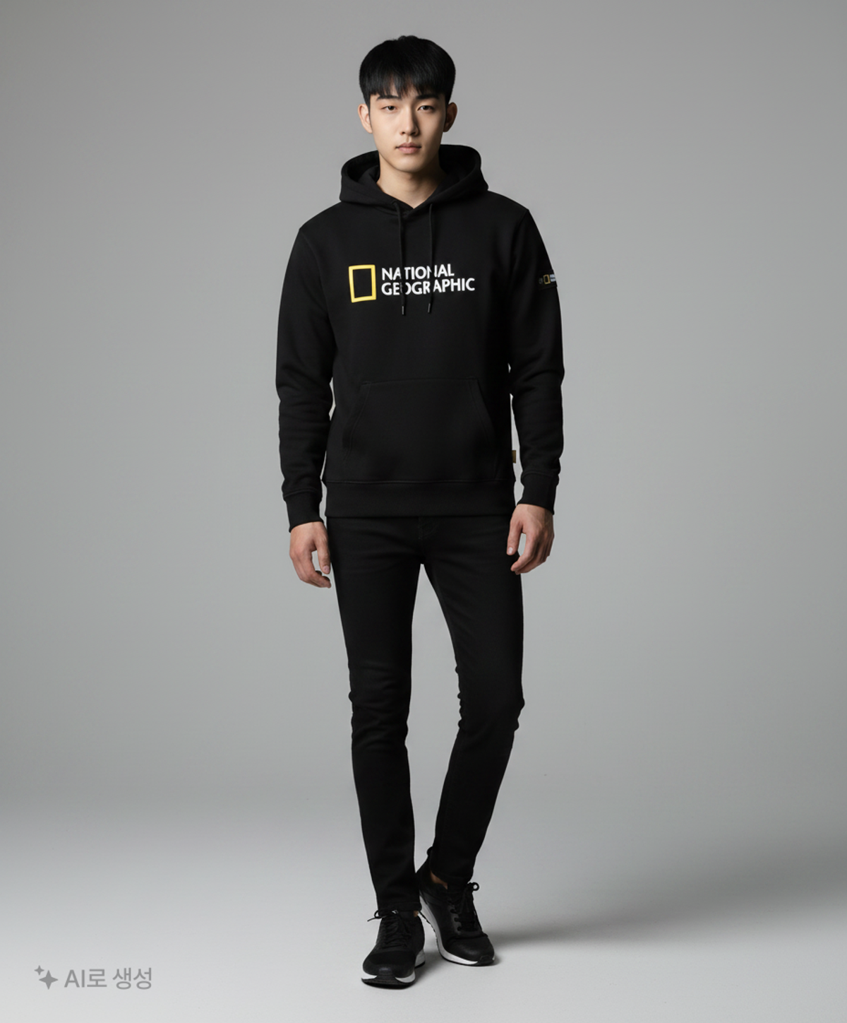 내셔널지오그래픽(NATIONALGEOGRAPHIC) N233UHD910 루코스 빅 로고 약기모 후디 CARBON BLACK M
