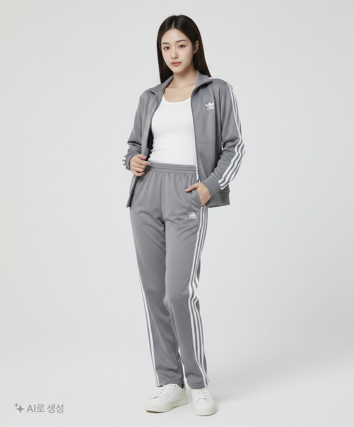 아디다스(ADIDAS) 로고 트레이닝 팬츠 - 그레이:실버 / H37071 S