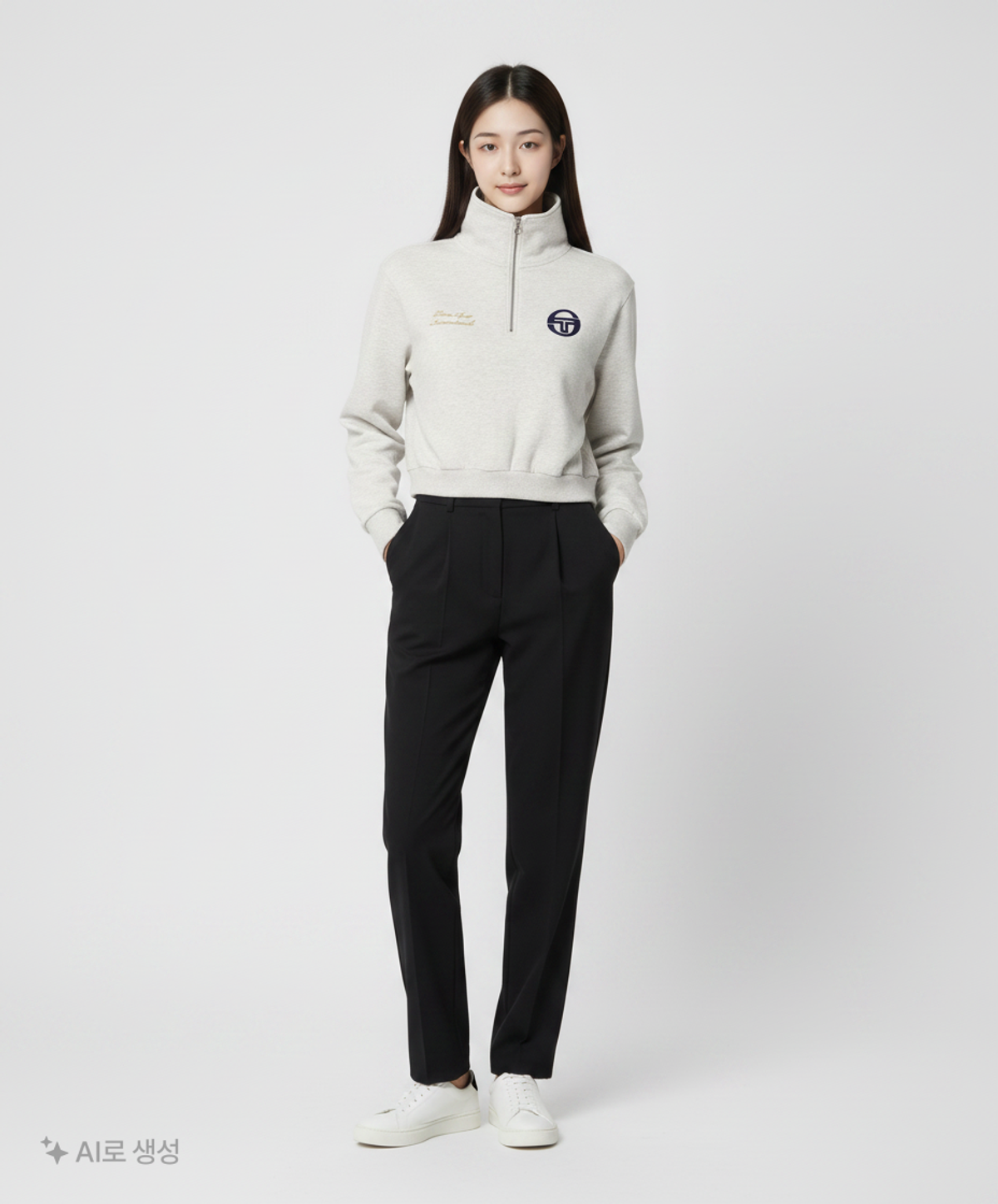 세르지오 타키니(SERGIO TACCHINI) W 프레피 하프집 풀오버 S