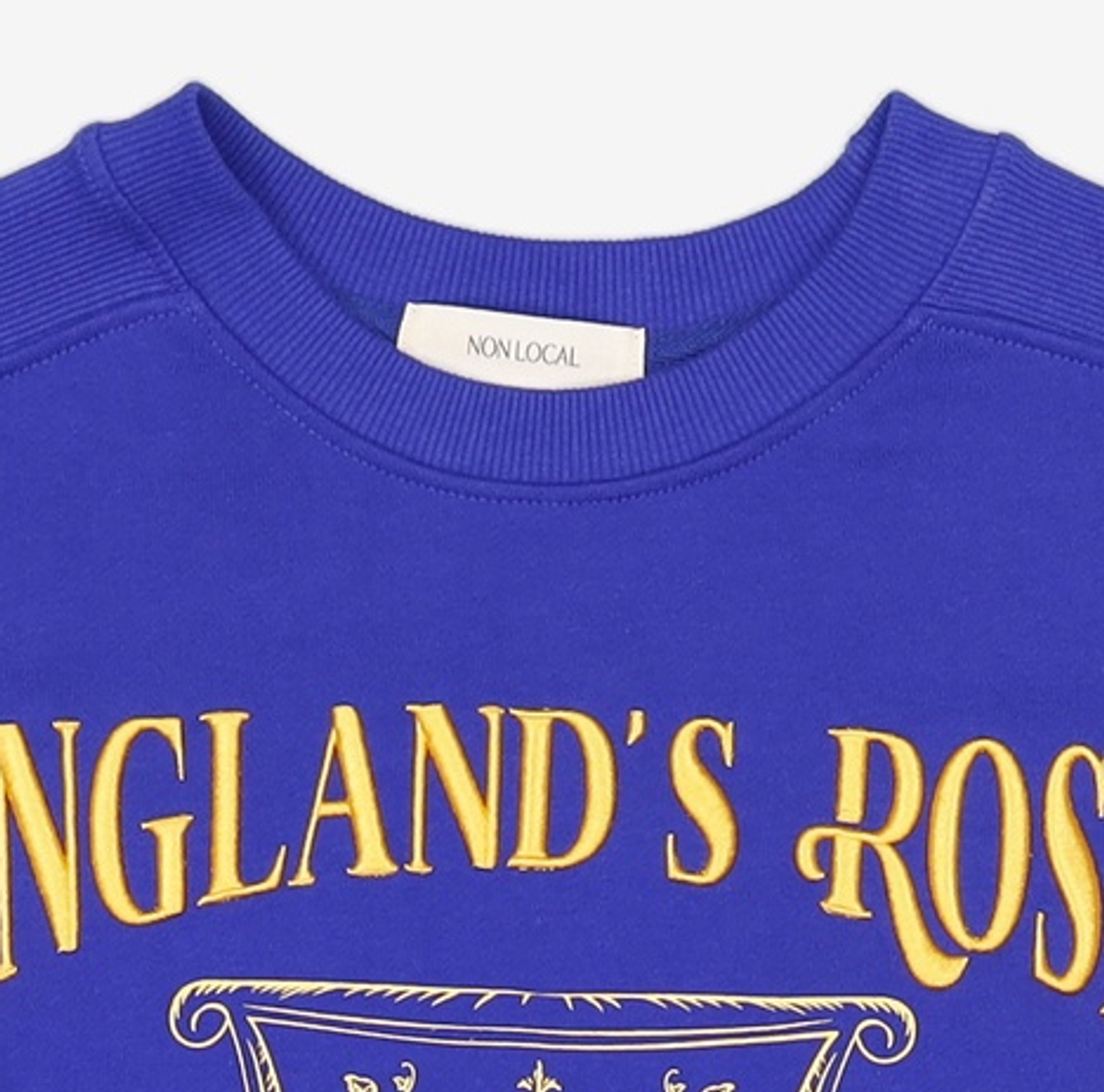 논로컬(NONLOCAL) Rose Emblem embroidery Sweatshirt - Blue FREE
