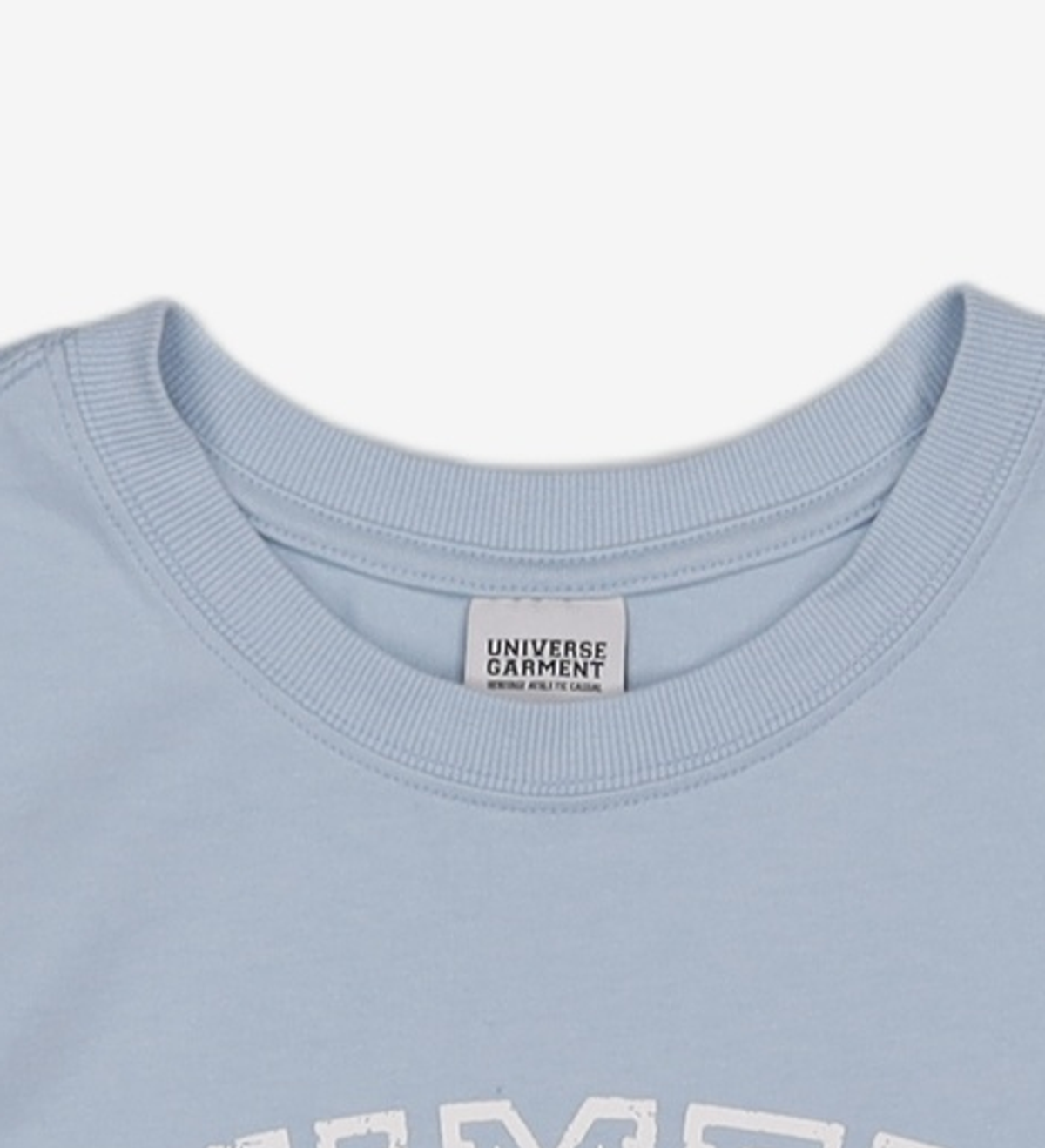 유니버스 가먼트(UNIVERSE GARMENT) UG 크랙 슬림 우먼티셔츠_LIGHT BLUE F