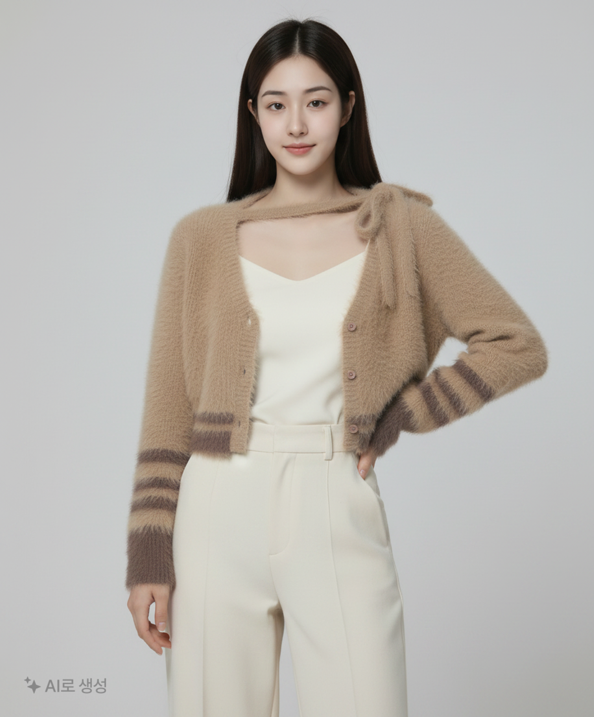 오디너리 홀리데이(ORDINARY HOLIDAY) 헤어리 슬림 가디건 [BEIGE] FREE