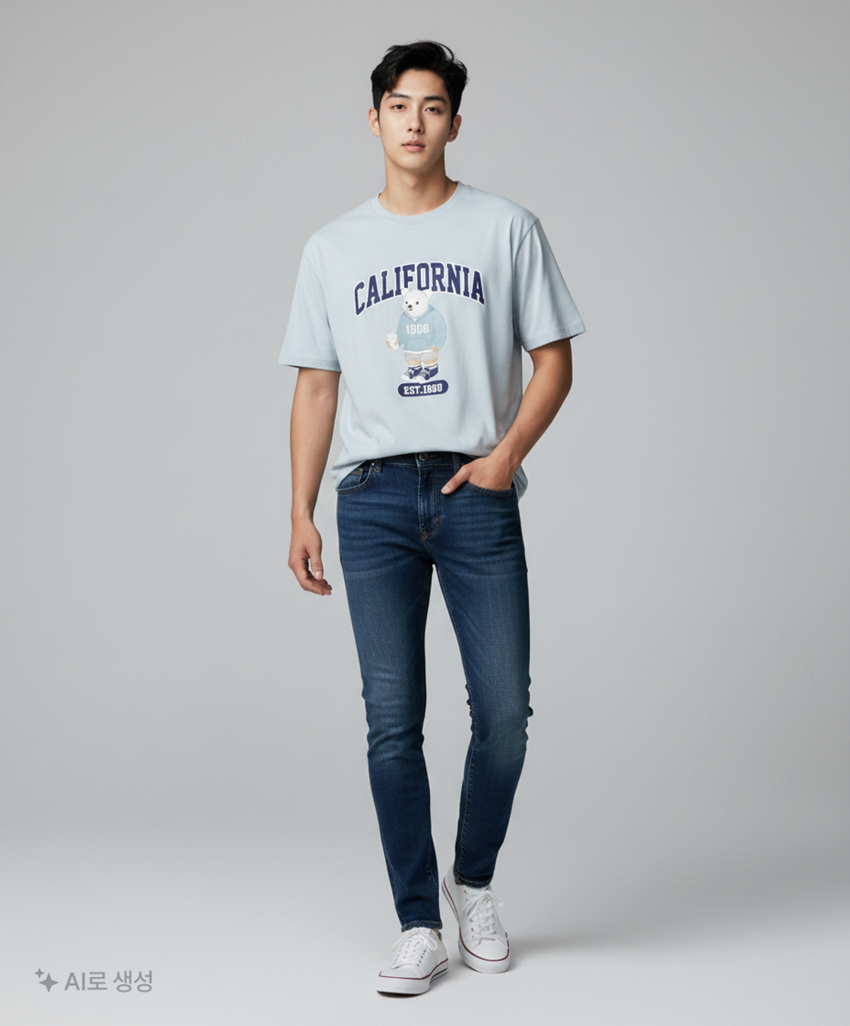 행텐(HANG TEN) 공용 수피마 피즐리베어 오버핏 티셔츠_291(10470-031-402-05) L