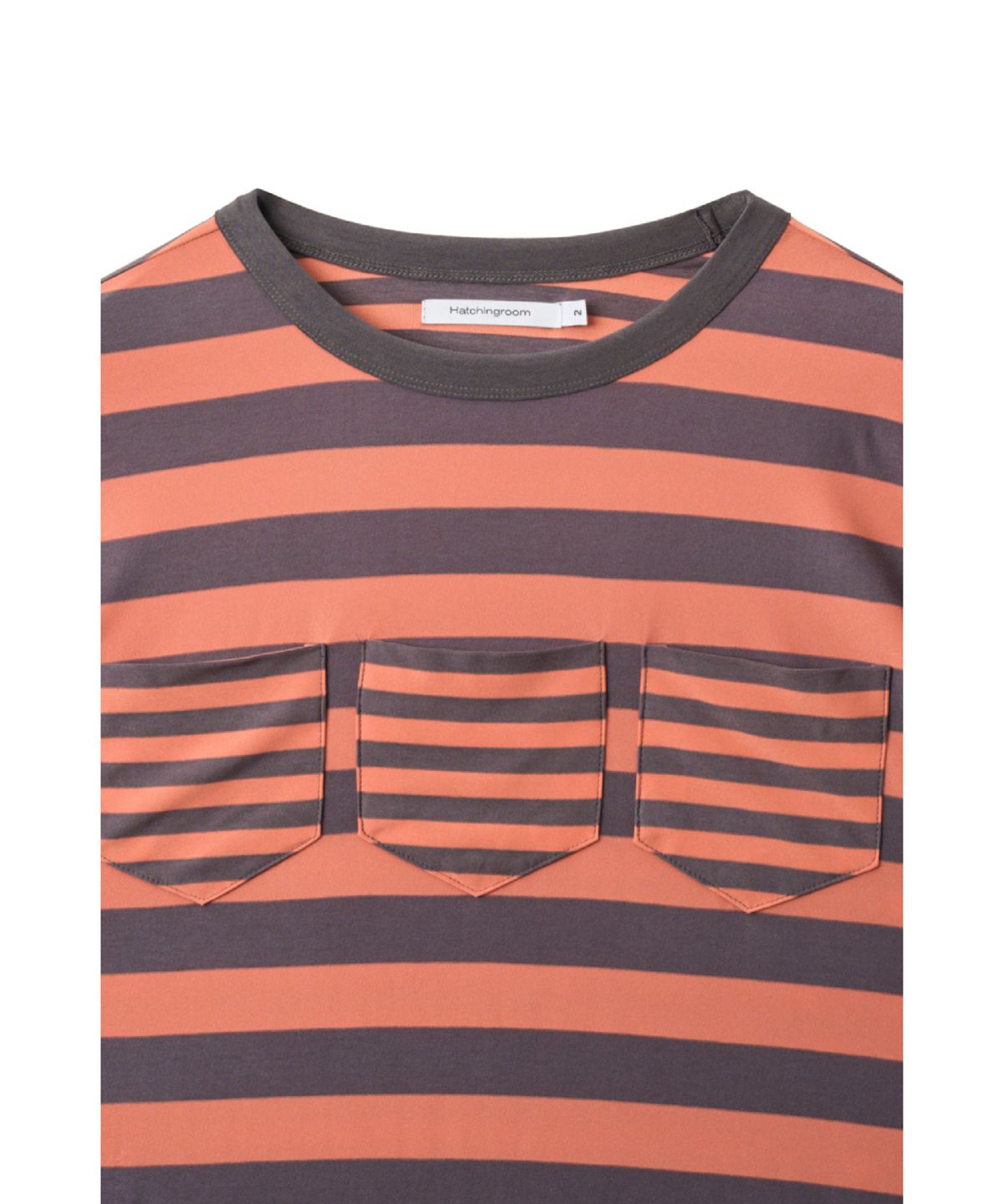 해칭룸(HATCHINGROOM) Triple Pocket Tee Stripe Orange