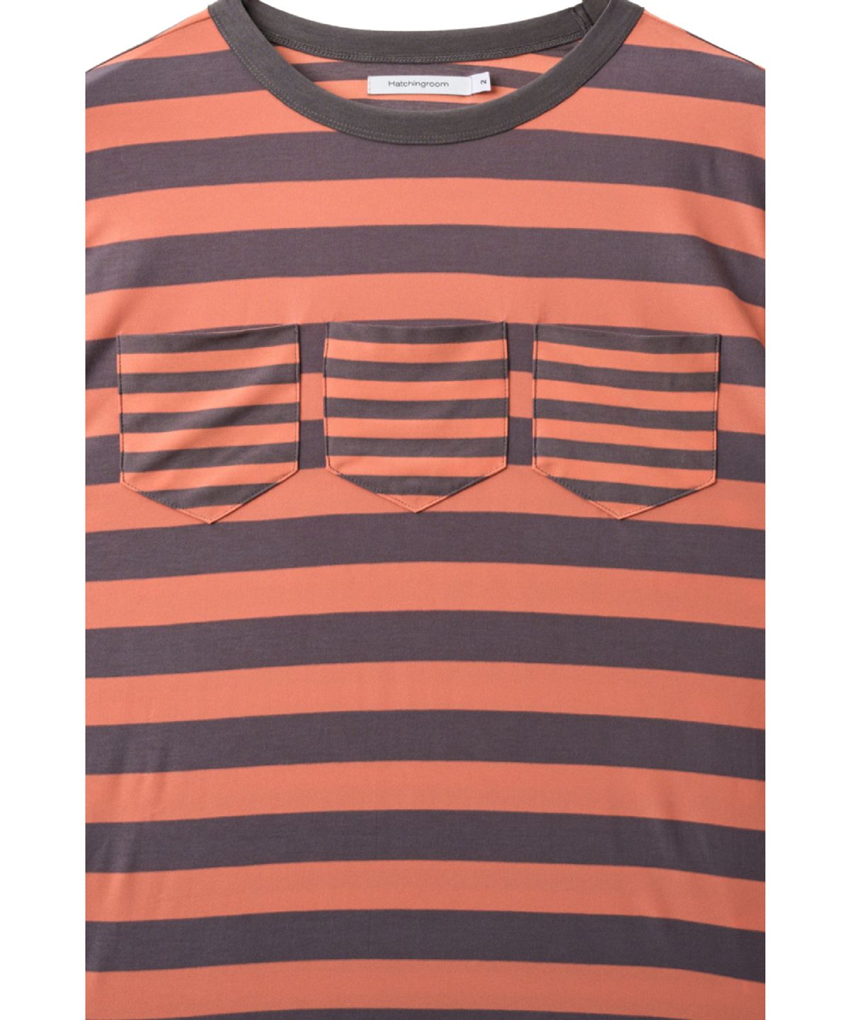 해칭룸(HATCHINGROOM) Triple Pocket Tee Stripe Orange