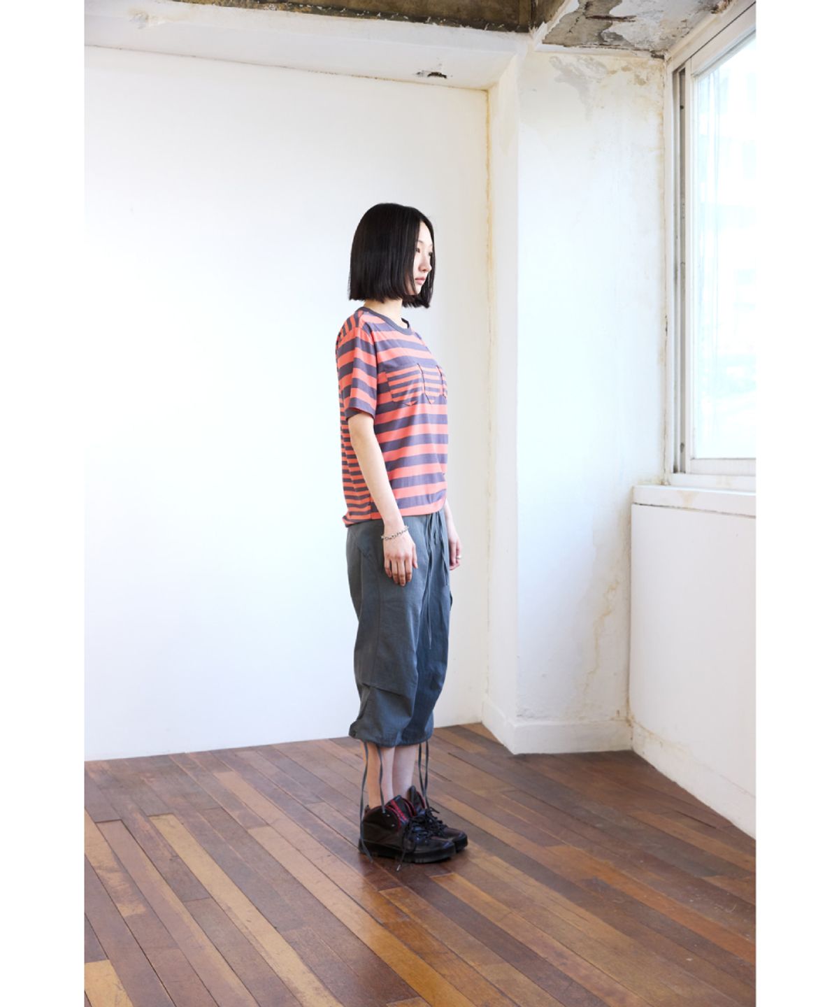해칭룸(HATCHINGROOM) Triple Pocket Tee Stripe Orange