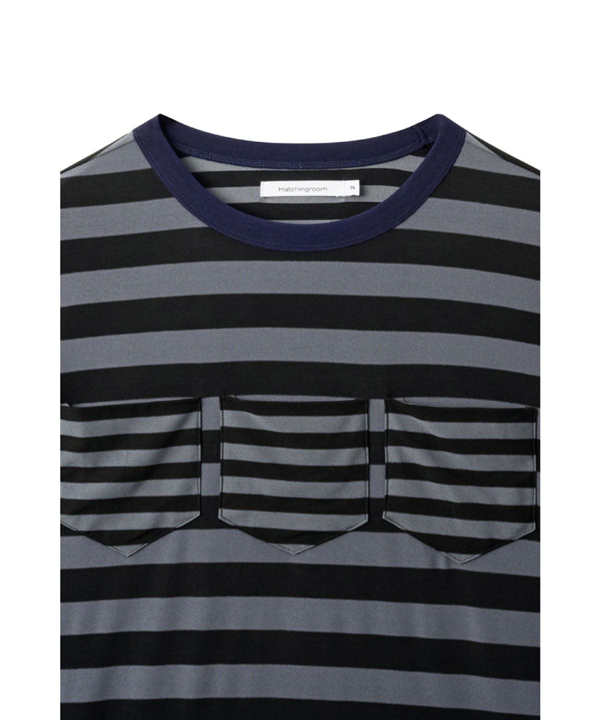 해칭룸(HATCHINGROOM) Triple Pocket Tee Stripe Graphite