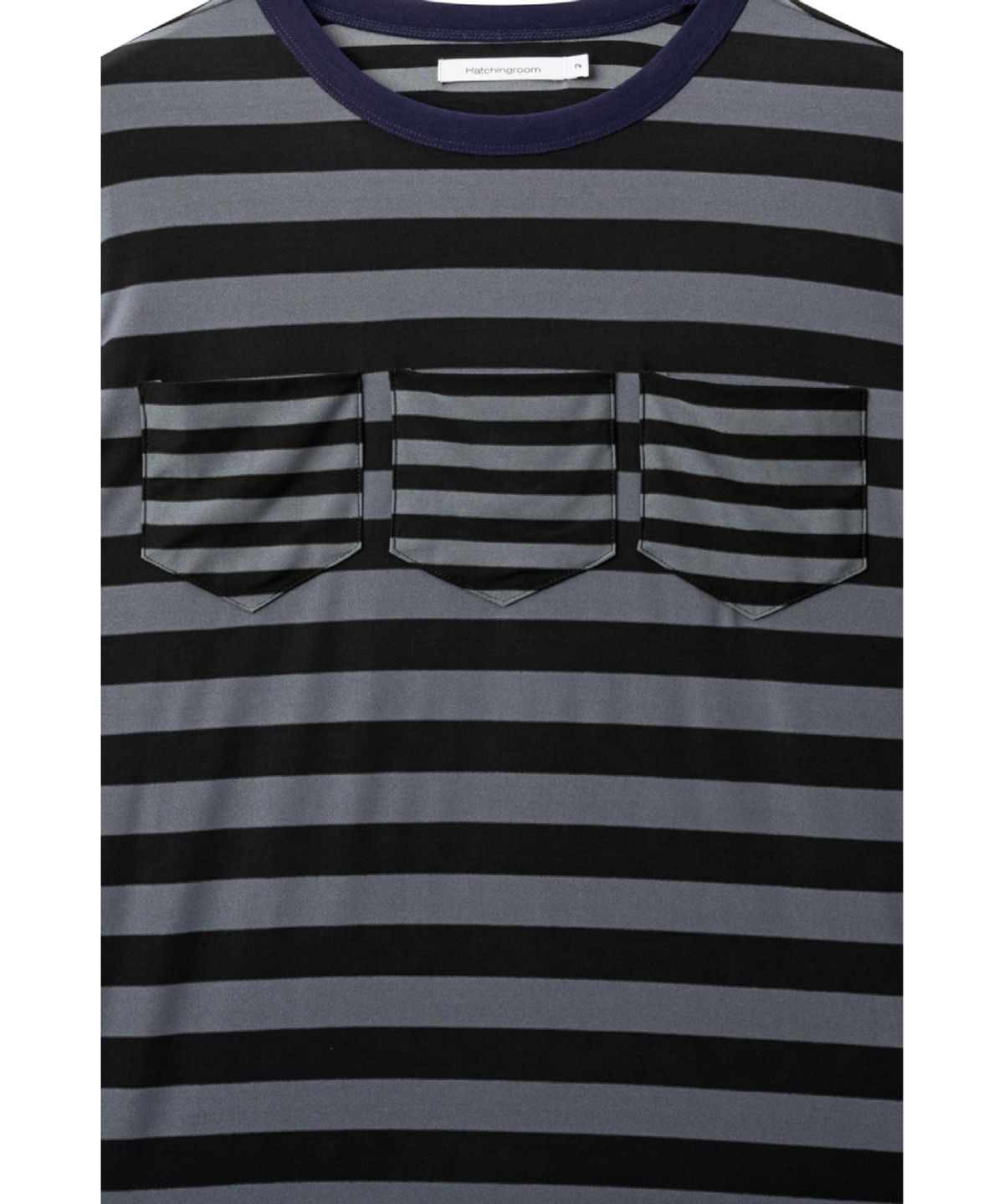 해칭룸(HATCHINGROOM) Triple Pocket Tee Stripe Graphite