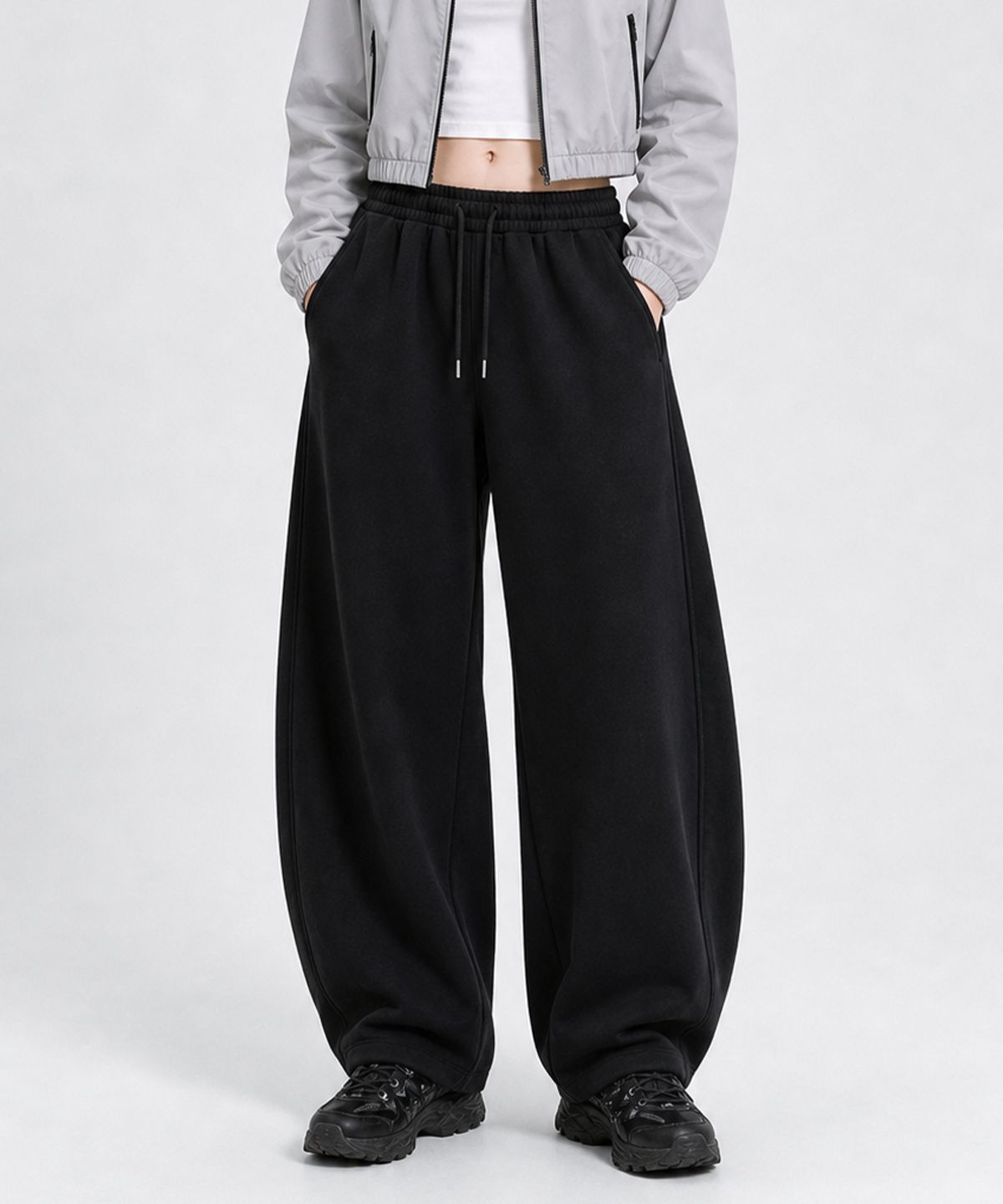 포더핏(FOR THE FIT) 커브드 와이드 밴딩 팬츠_2color