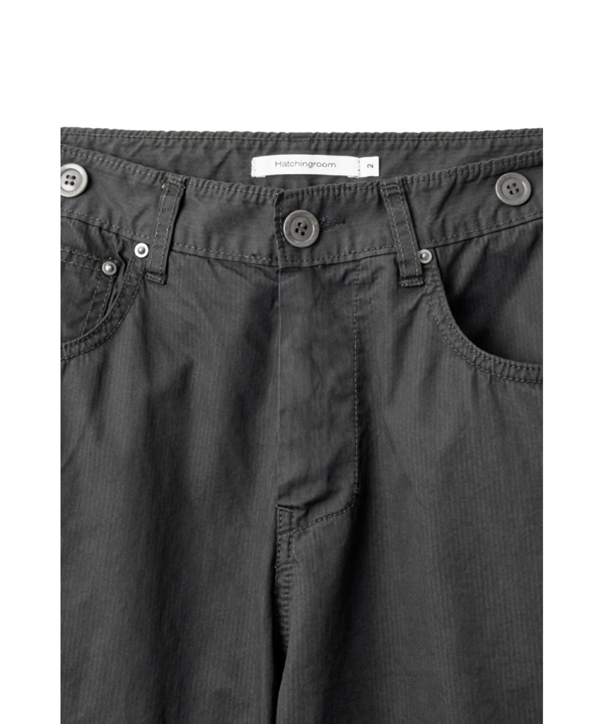 해칭룸(HATCHINGROOM) Shield Pants Herringbone Stripe Dyed Black