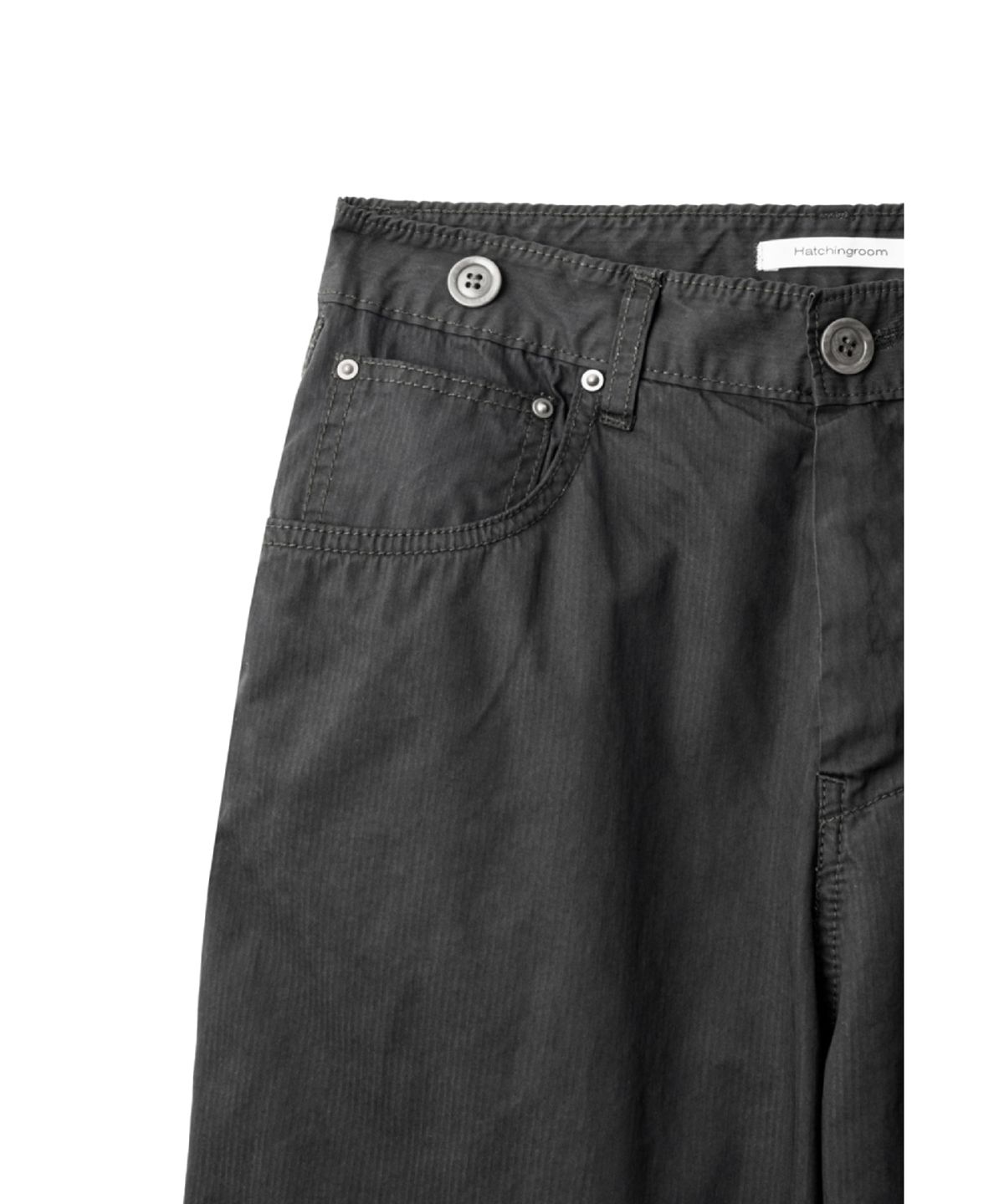 해칭룸(HATCHINGROOM) Shield Pants Herringbone Stripe Dyed Black