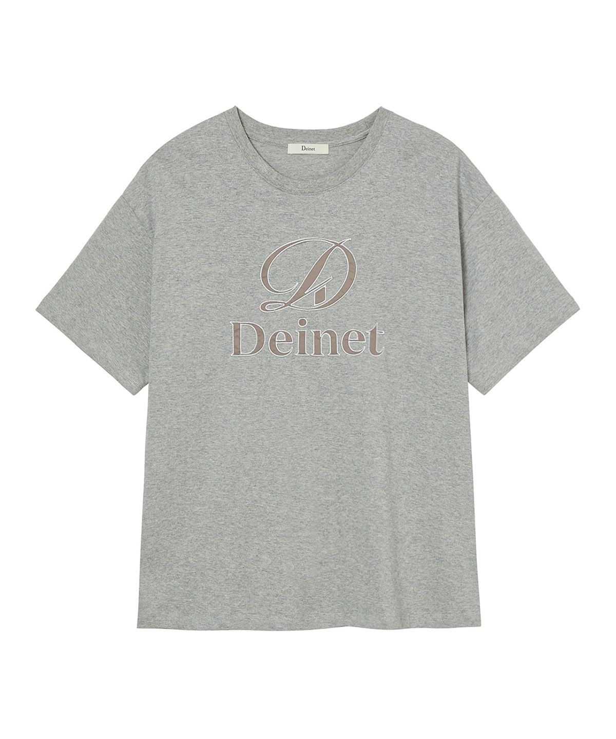 다이닛(DEINET) APPLICATION STITCH T-SHIRT IN MELANGE GREY