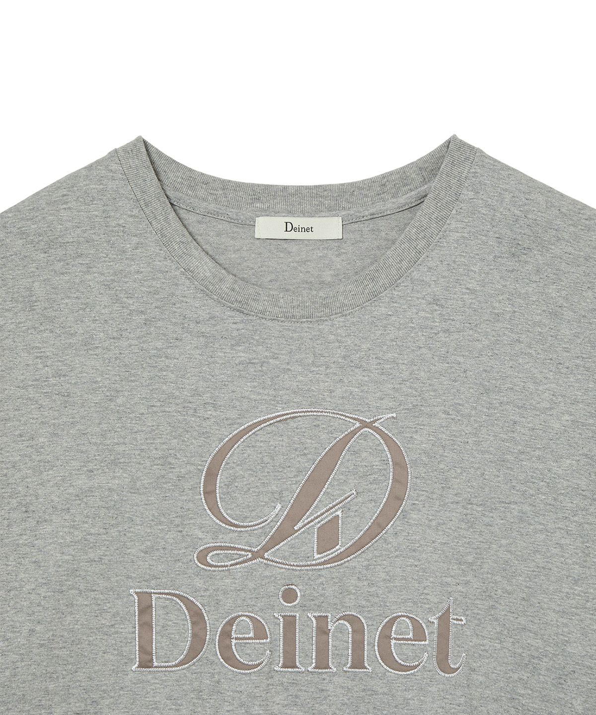다이닛(DEINET) APPLICATION STITCH T-SHIRT IN MELANGE GREY