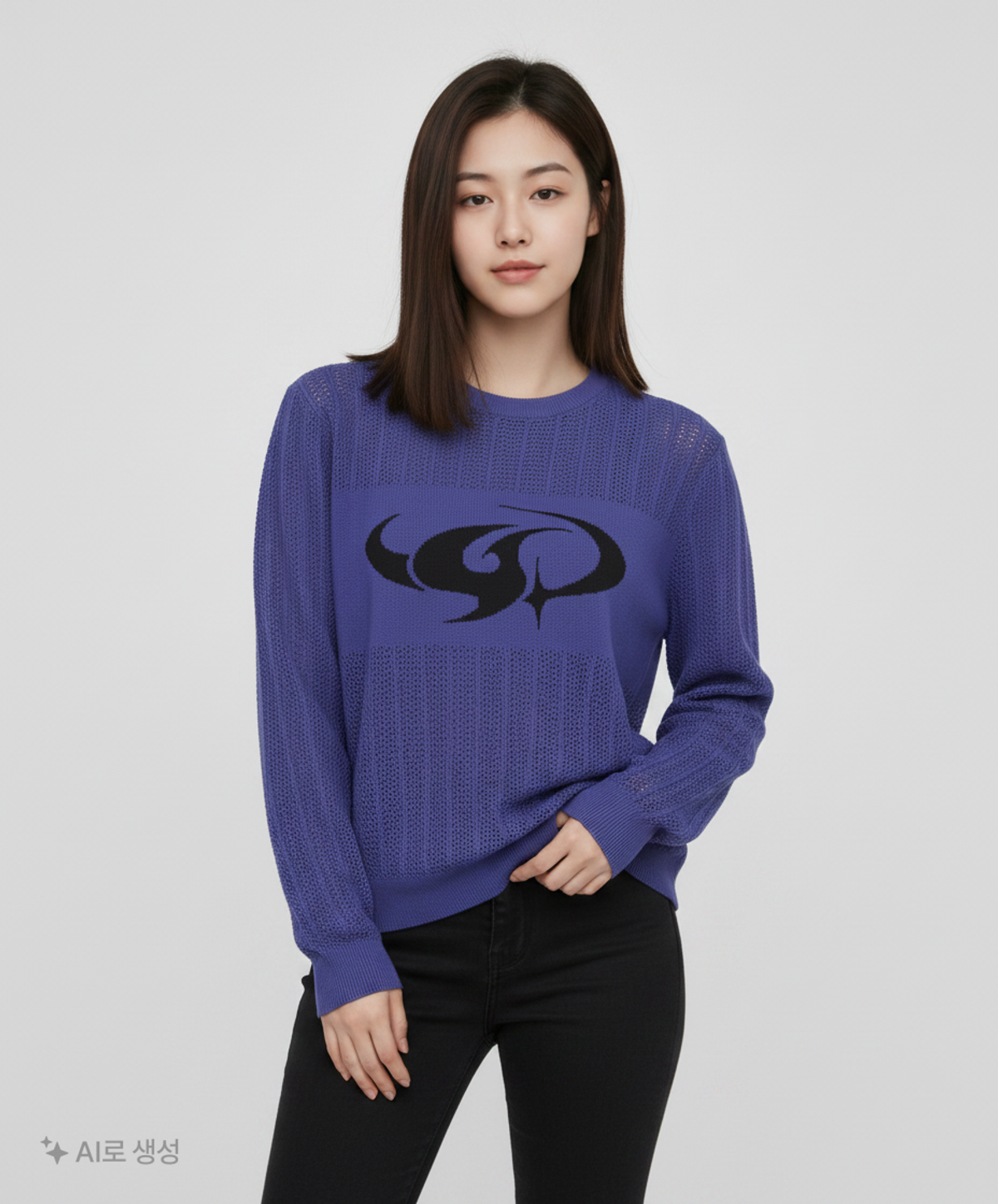 코드그라피(CGP) ARC 로고 메쉬 니트_네이비 M