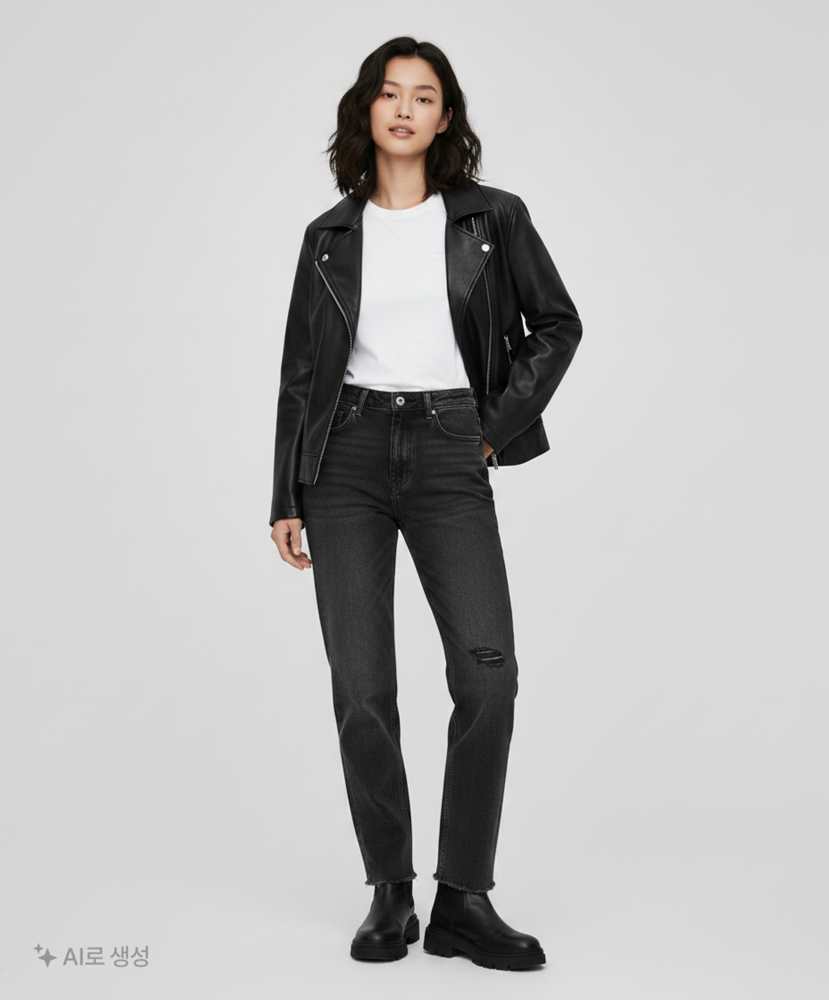미쏘(MIXXO) 밑단데끼 세미크롭 일자핏 데님 MIWTJCV27J 24
