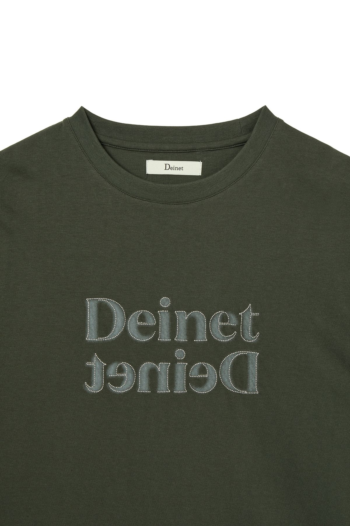 다이닛(DEINET) BRUSHED STITCH POINT REGULAR T-SHIRT IN CHARCOAL