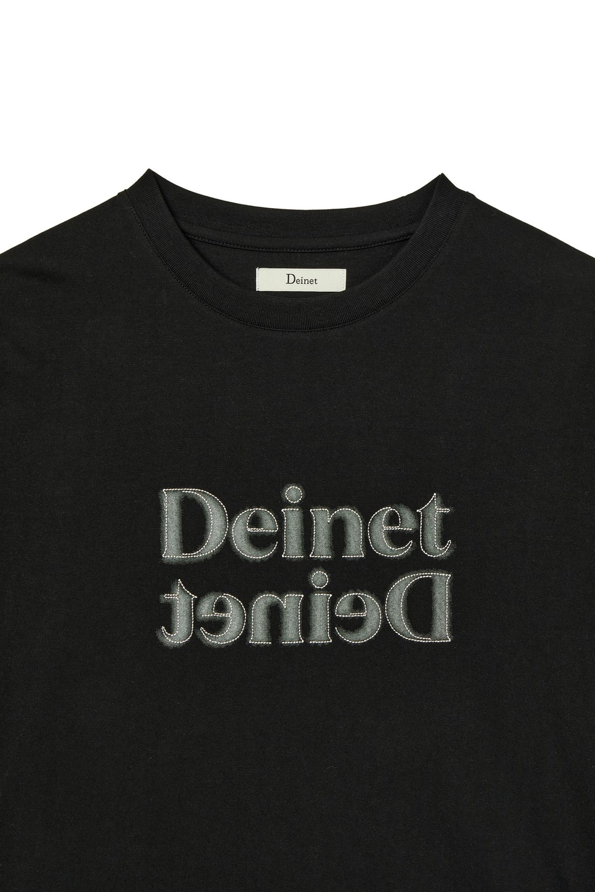 다이닛(DEINET) BRUSHED STITCH POINT REGULAR T-SHIRT IN BLACK