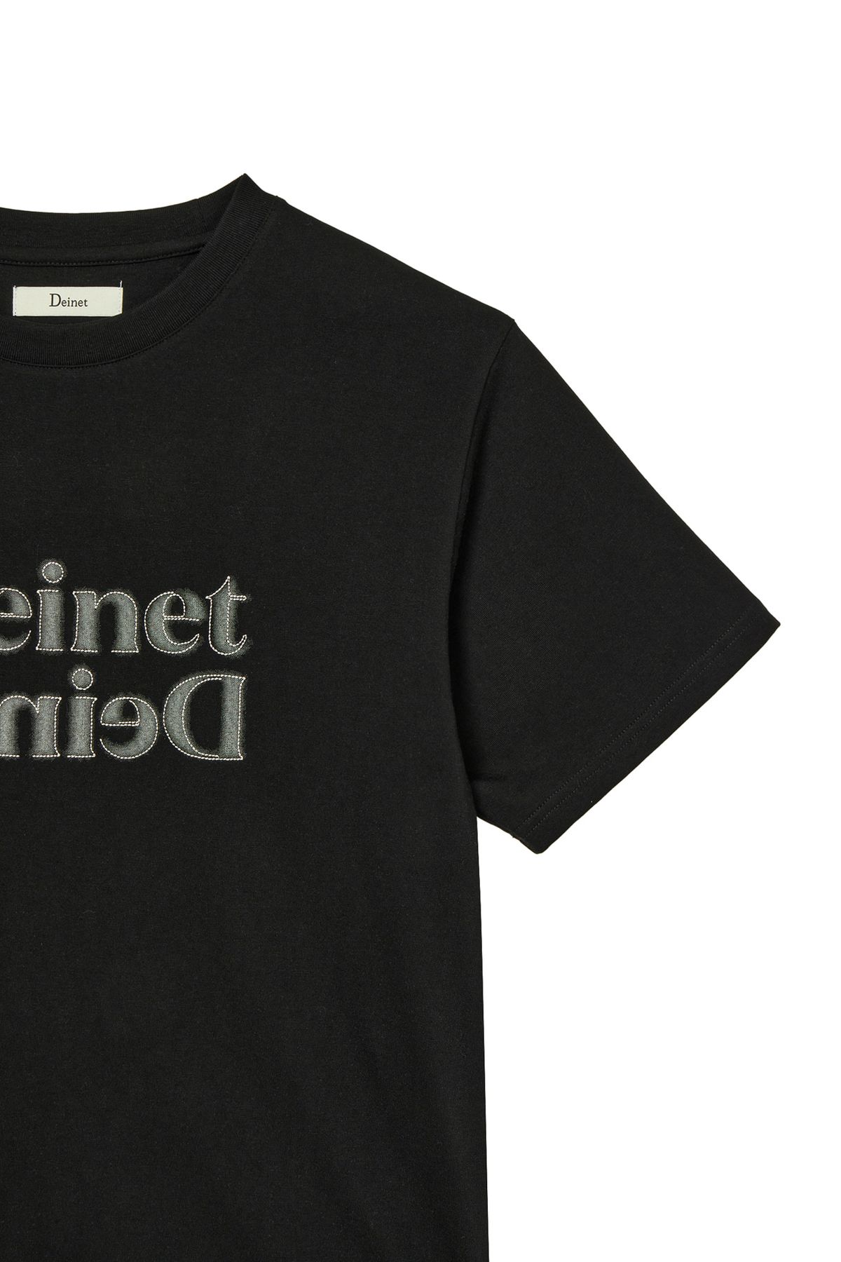 다이닛(DEINET) BRUSHED STITCH POINT REGULAR T-SHIRT IN BLACK