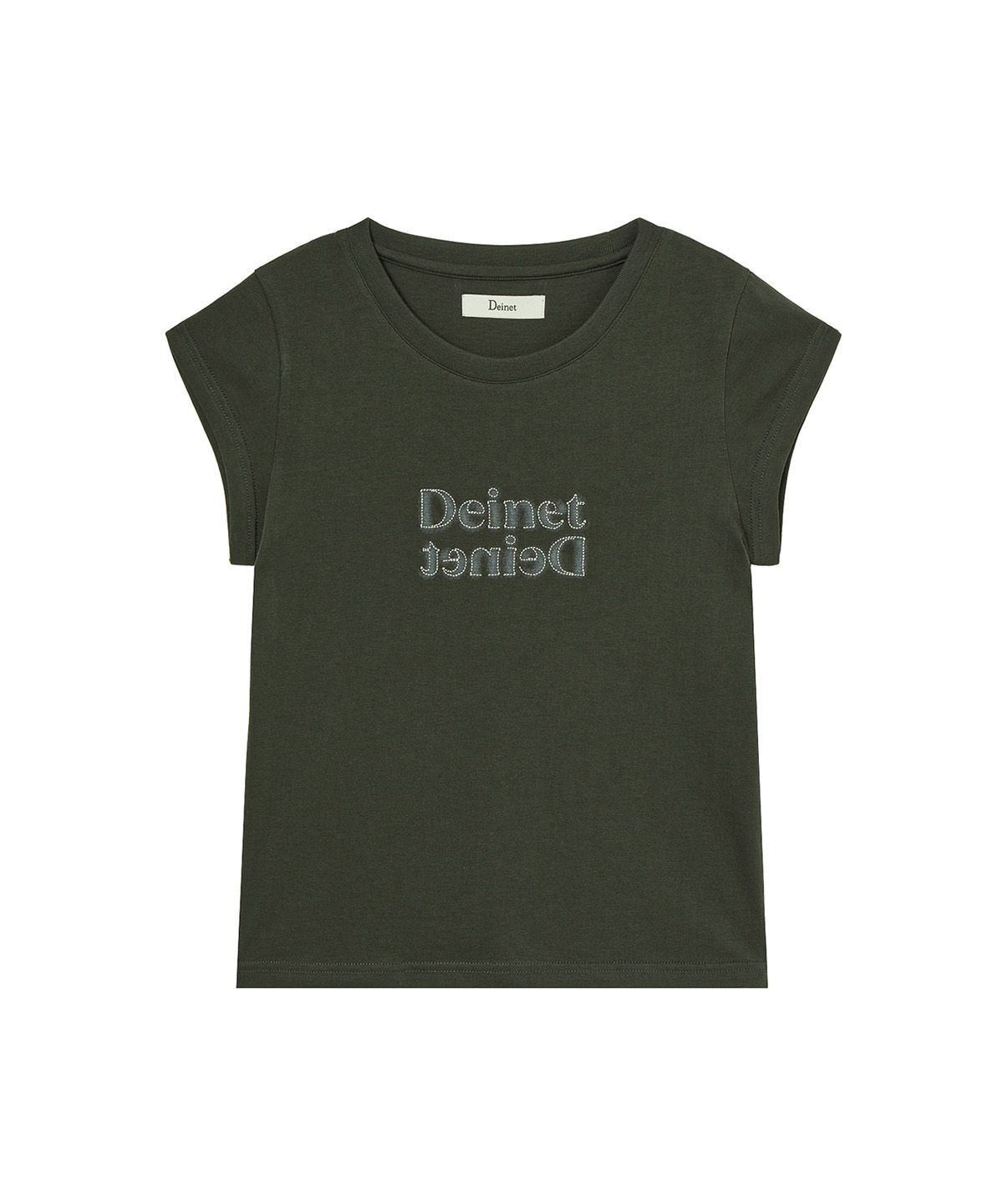 다이닛(DEINET) BRUSHED STITCH POINT PETIT T-SHIRT IN CHARCOAL