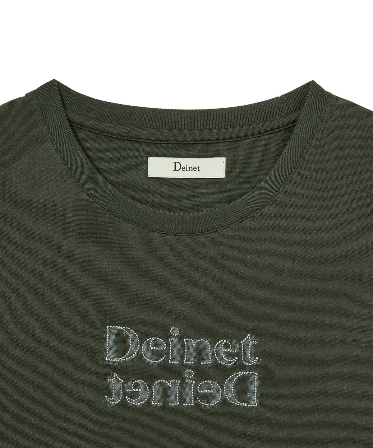 다이닛(DEINET) BRUSHED STITCH POINT PETIT T-SHIRT IN CHARCOAL