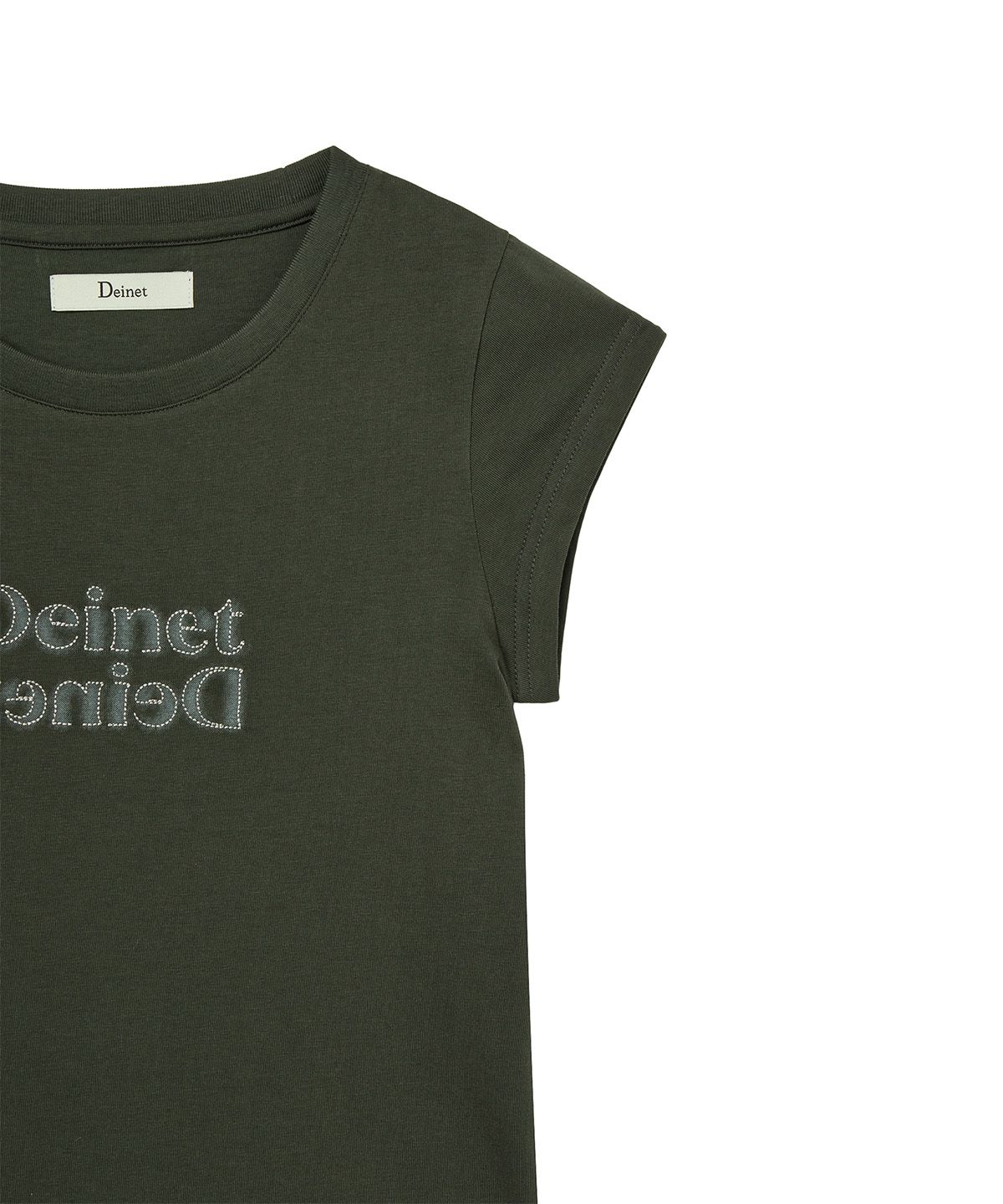 다이닛(DEINET) BRUSHED STITCH POINT PETIT T-SHIRT IN CHARCOAL
