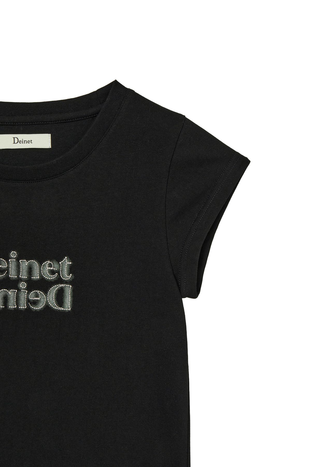 다이닛(DEINET) BRUSHED STITCH POINT PETIT T-SHIRT IN BLACK
