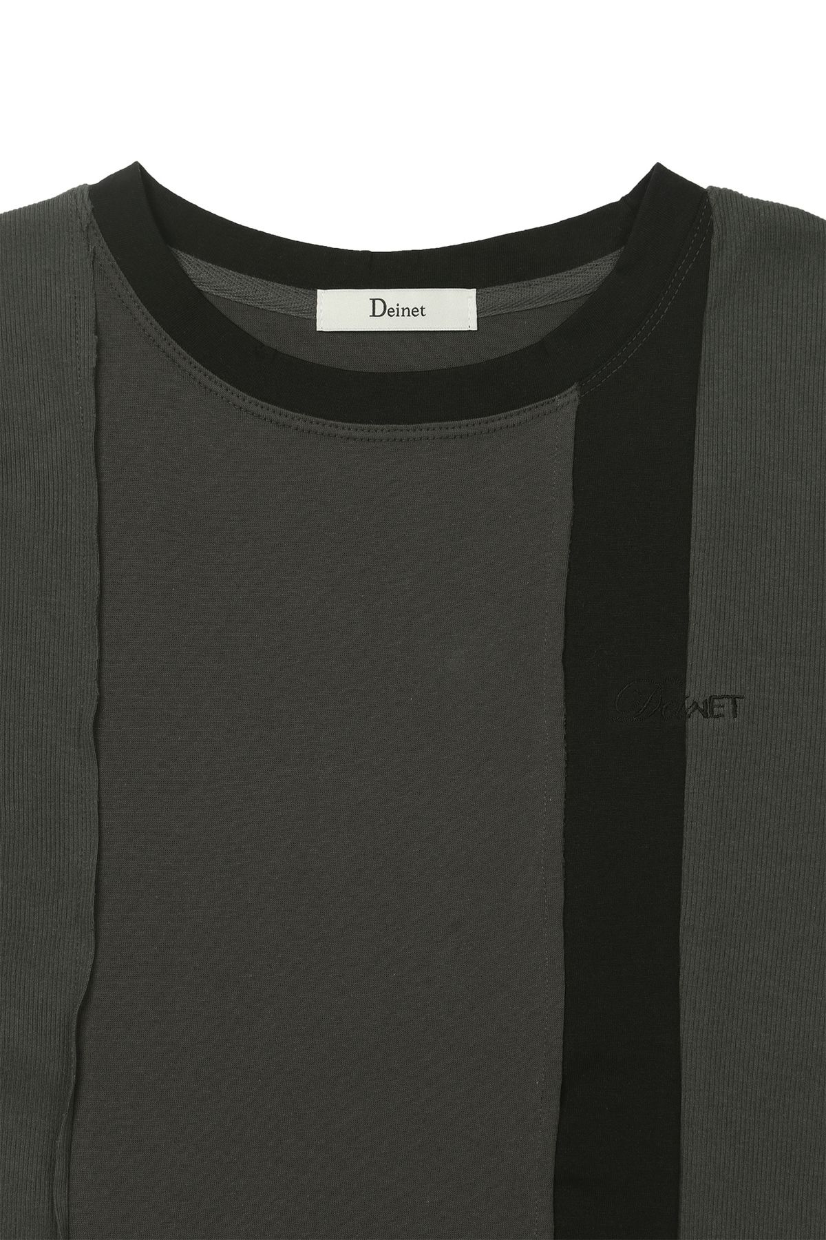다이닛(DEINET) CONTRAST T-SHIRT IN CHARCOAL