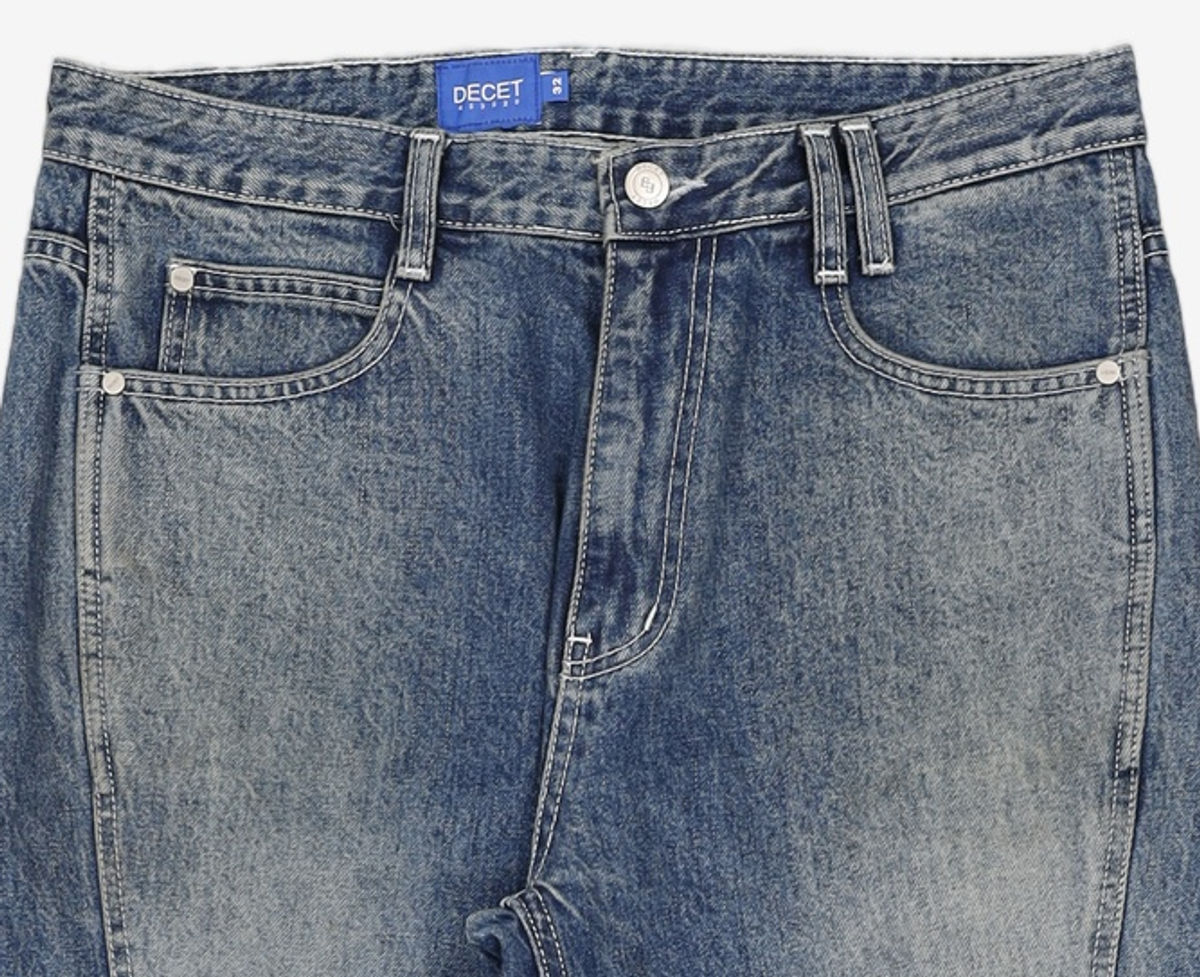 데케트(DECET) Folding Hem Straight Jeans DCPT018Blue 32