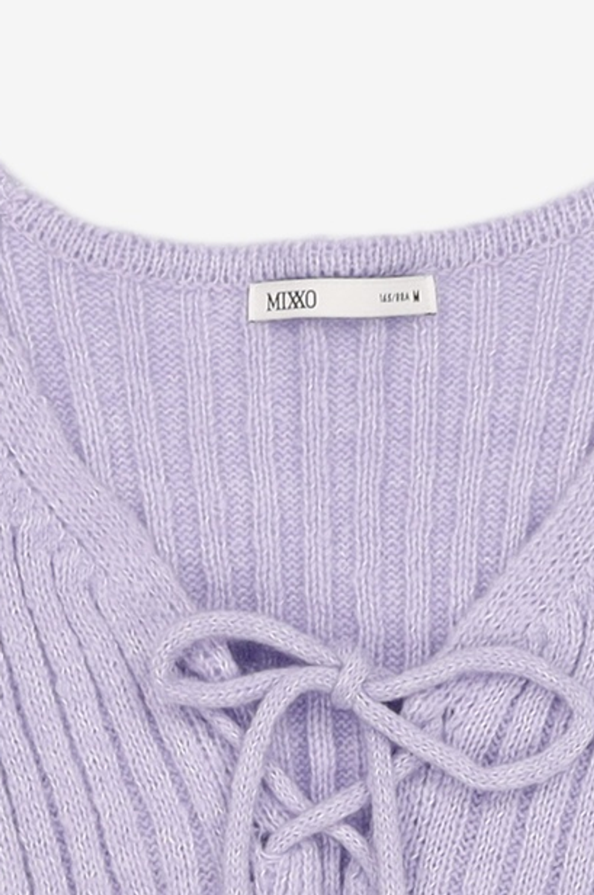 미쏘(MIXXO) 레이스업 골지 가디건_MIWCKE118T M