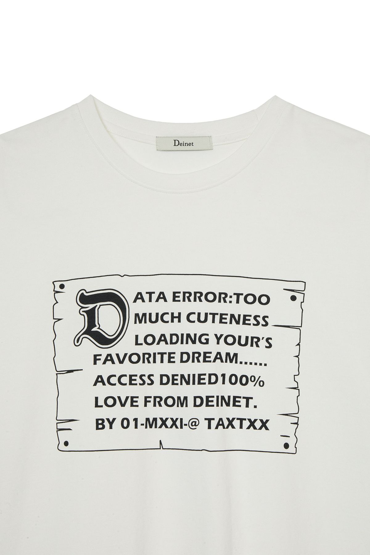 다이닛(DEINET) D LETTERING GRAPHIC OVERSIZED T-SHIRT IN WHITE