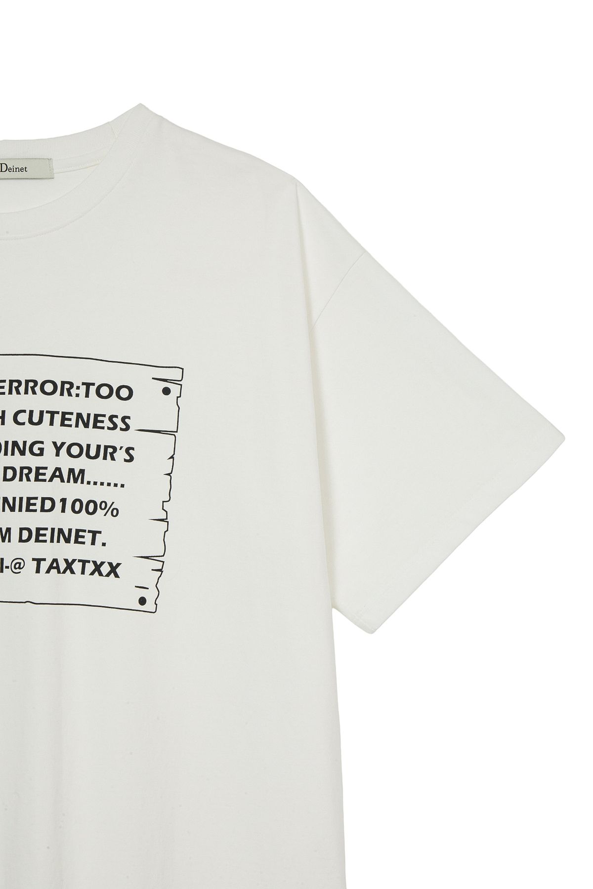 다이닛(DEINET) D LETTERING GRAPHIC OVERSIZED T-SHIRT IN WHITE